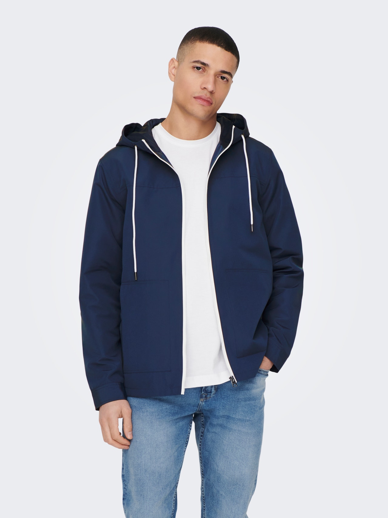 ONLY & SONS Hood with string regulation Jacket -Insignia Blue - 22024156