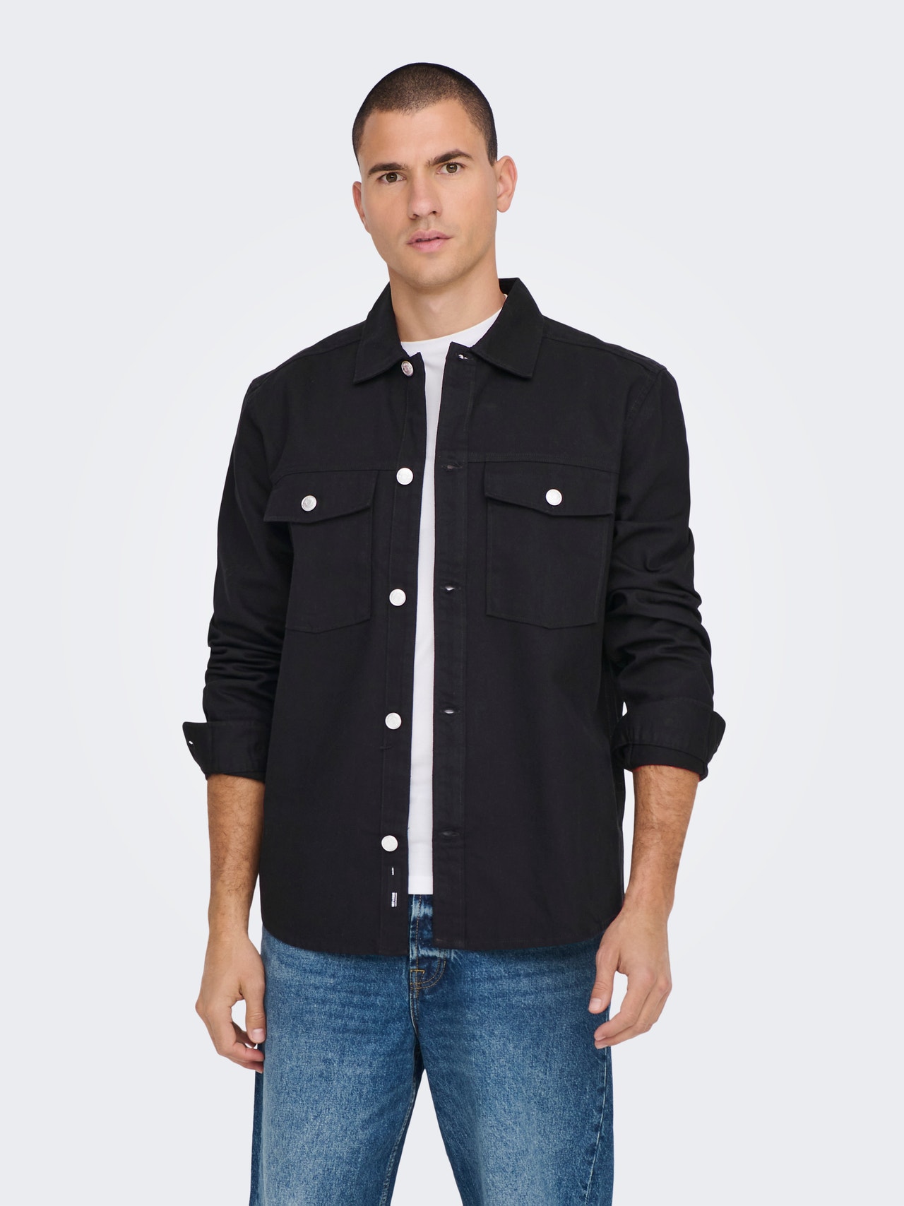 ONLY & SONS Loose Fit Shirt collar Shirt -Black - 22024161