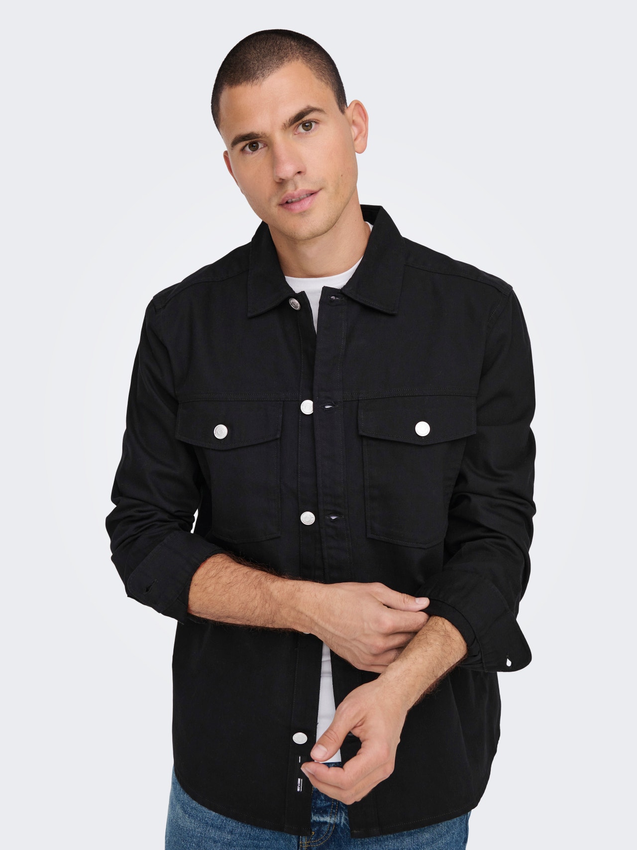 ONLY & SONS Loose Fit Shirt collar Shirt -Black - 22024161