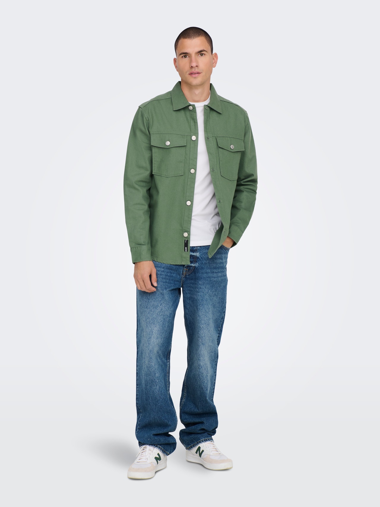 ONLY & SONS Loose fit Overhemd kraag Overhemd -Duck Green - 22024161