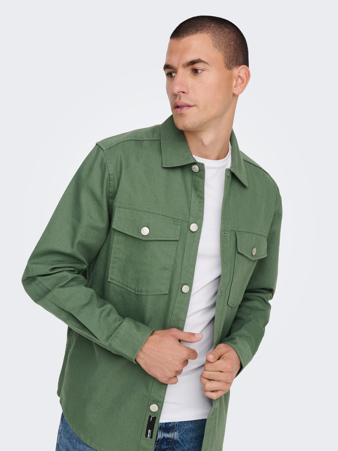 ONLY & SONS Loose Fit Shirt collar Shirt -Duck Green - 22024161