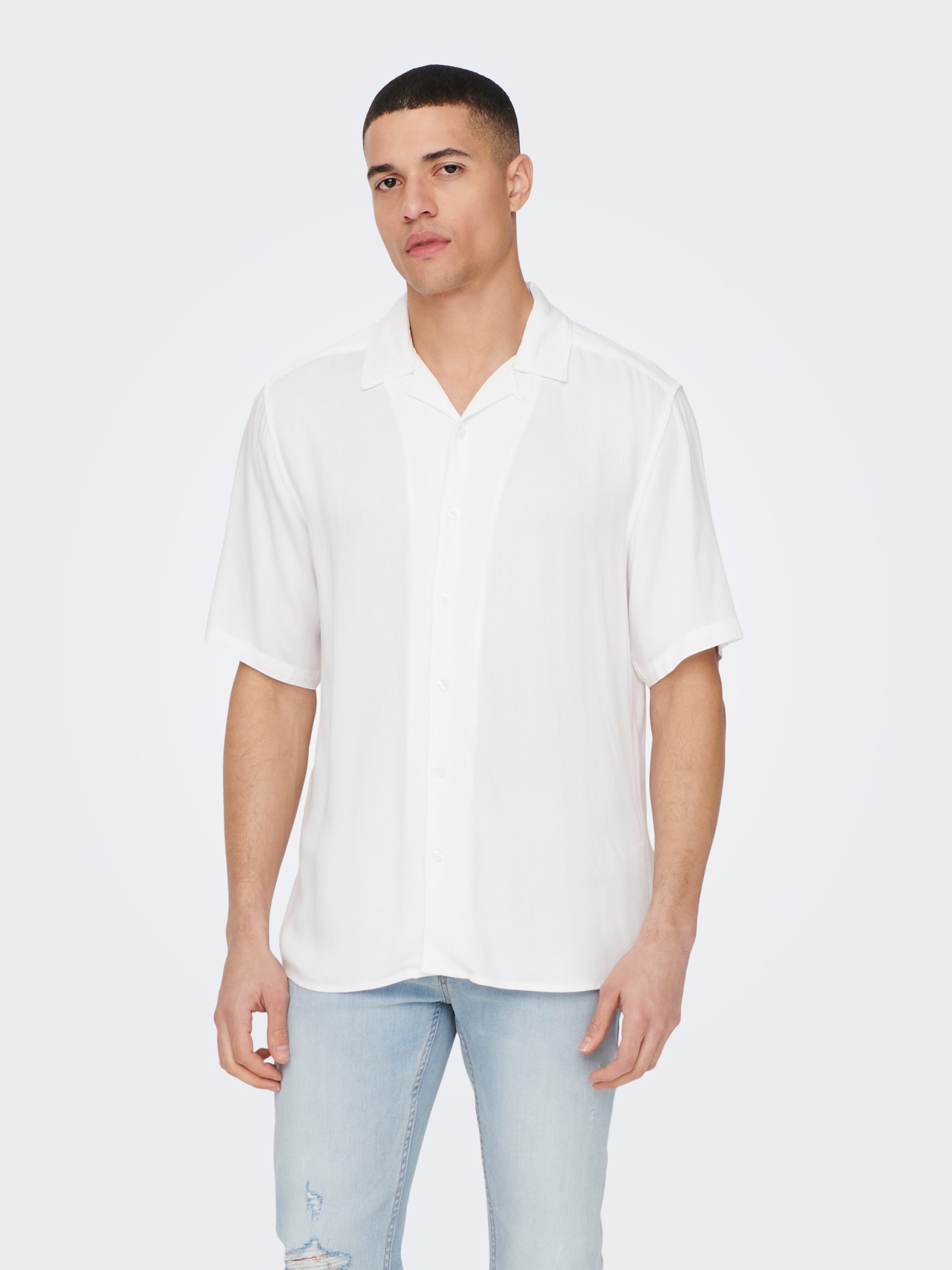 ONLY & SONS Regular fit Resort-krave Skjorte -Bright White - 22024164