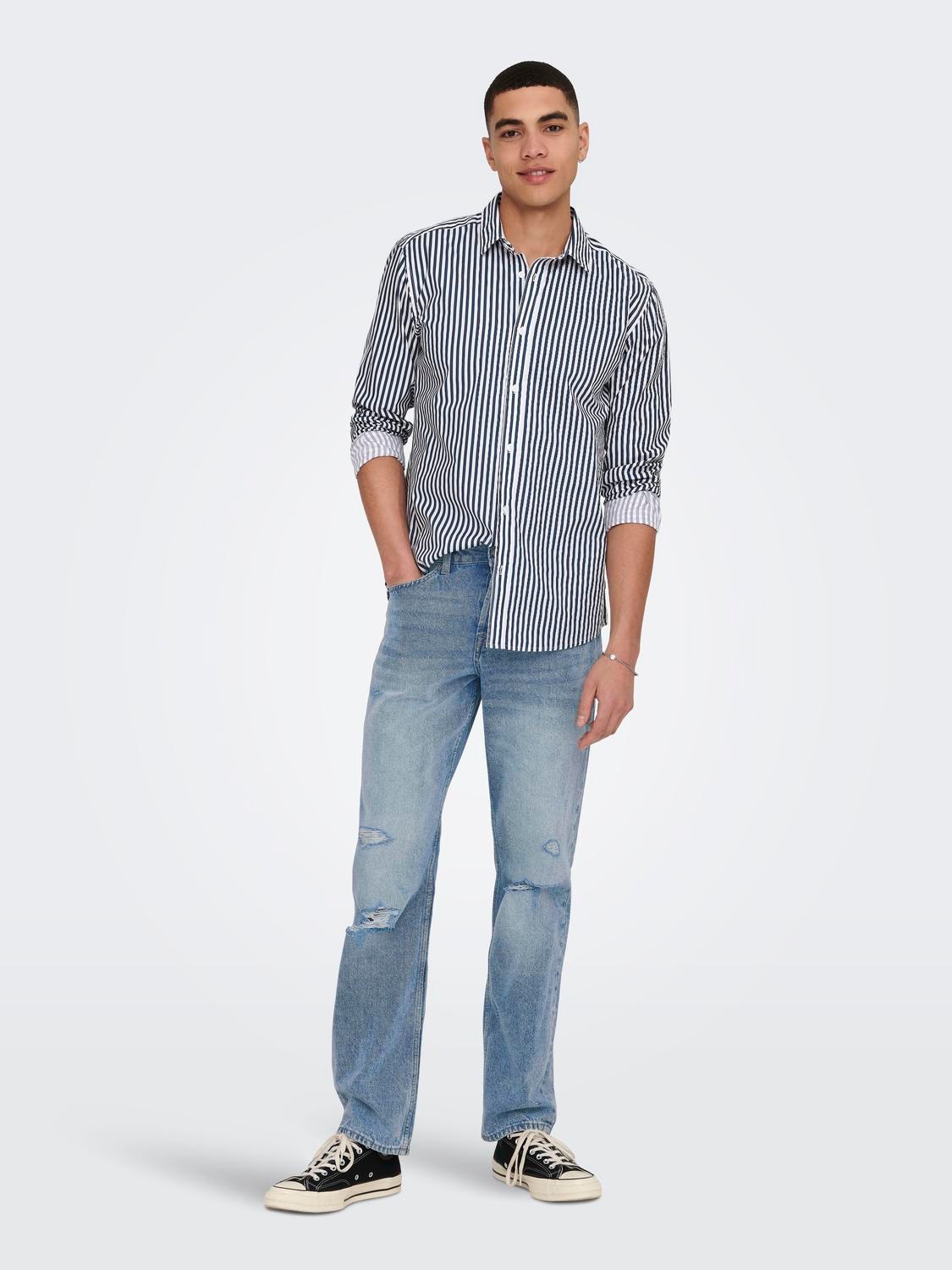 ONLY & SONS Slim Fit Skjortkrage Skjorta -Insignia Blue - 22024165