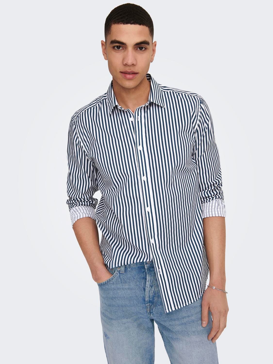 ONLY & SONS Slim Fit Skjortekrage Skjorte -Insignia Blue - 22024165