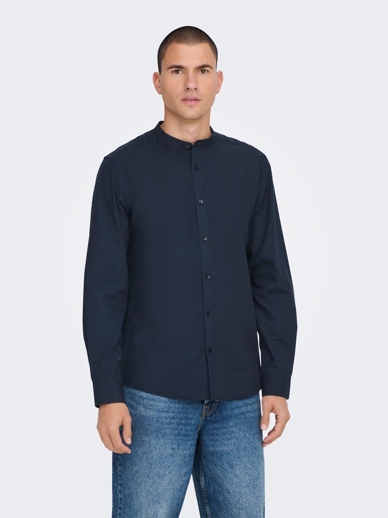 ONLY & SONS Slim Fit China Collar Shirt -Dark Navy - 22024167