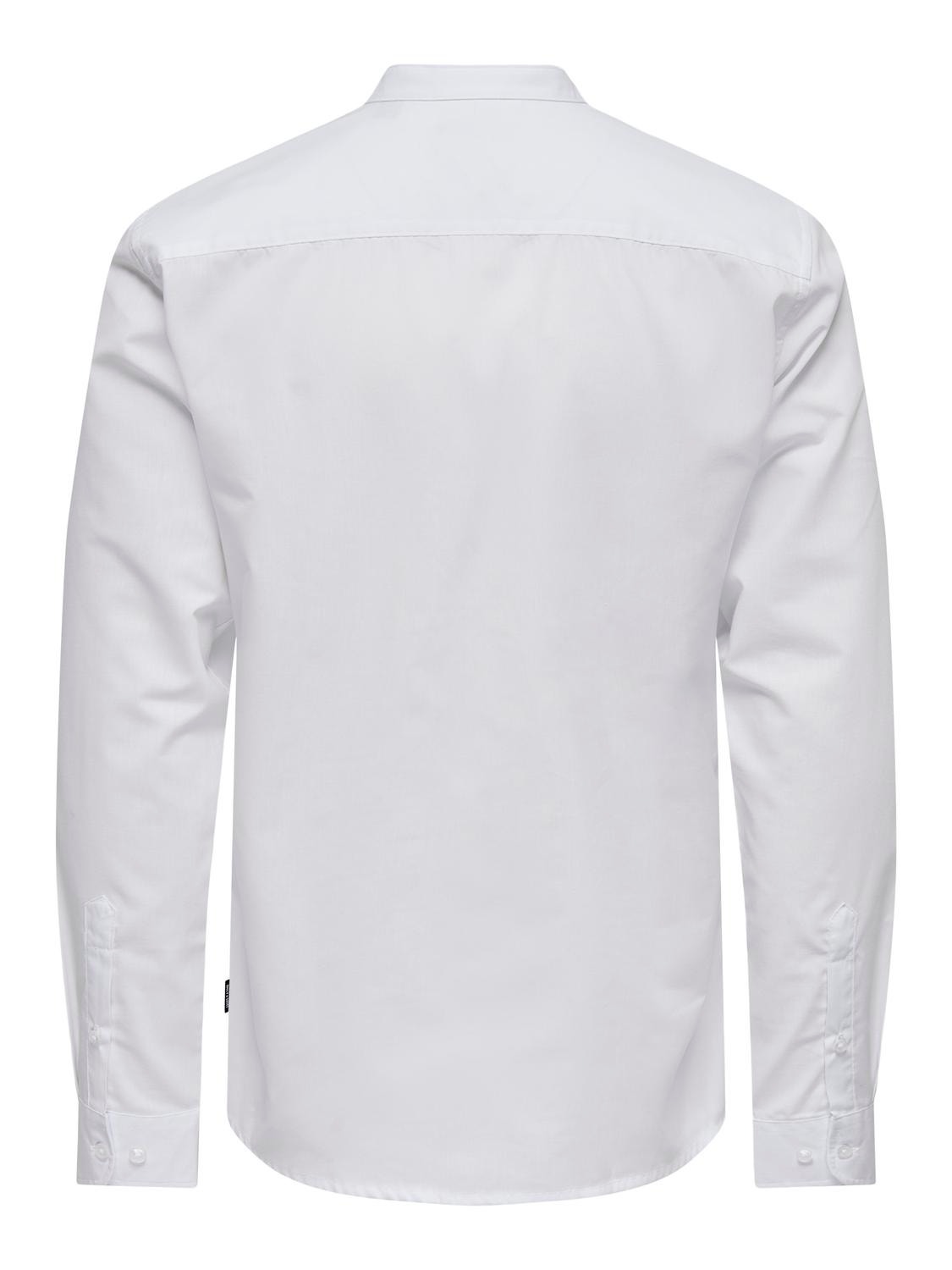 ONLY & SONS Krój slim Dekolt chiński Koszula -White - 22024167