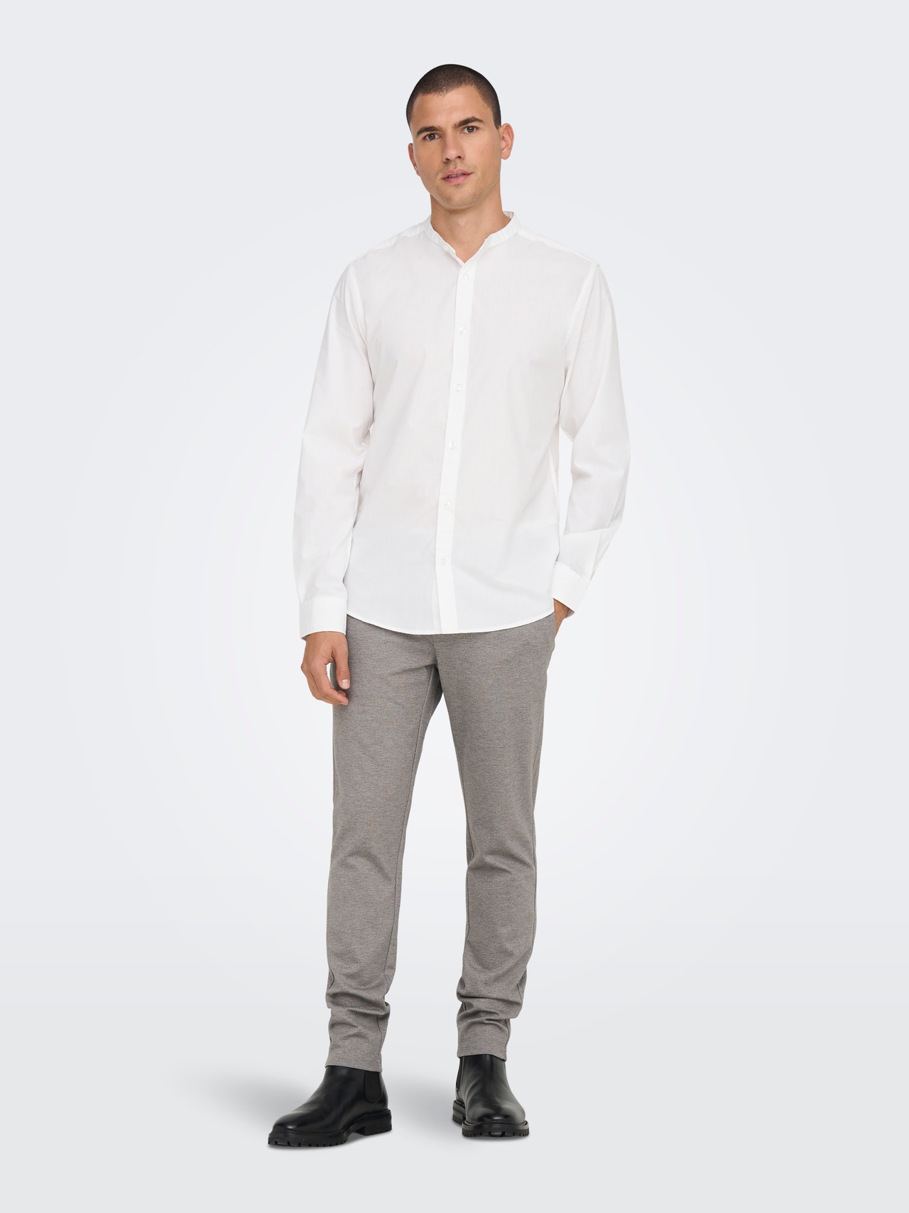 ONLY & SONS Camicie Slim Fit Colletto Cinese -White - 22024167