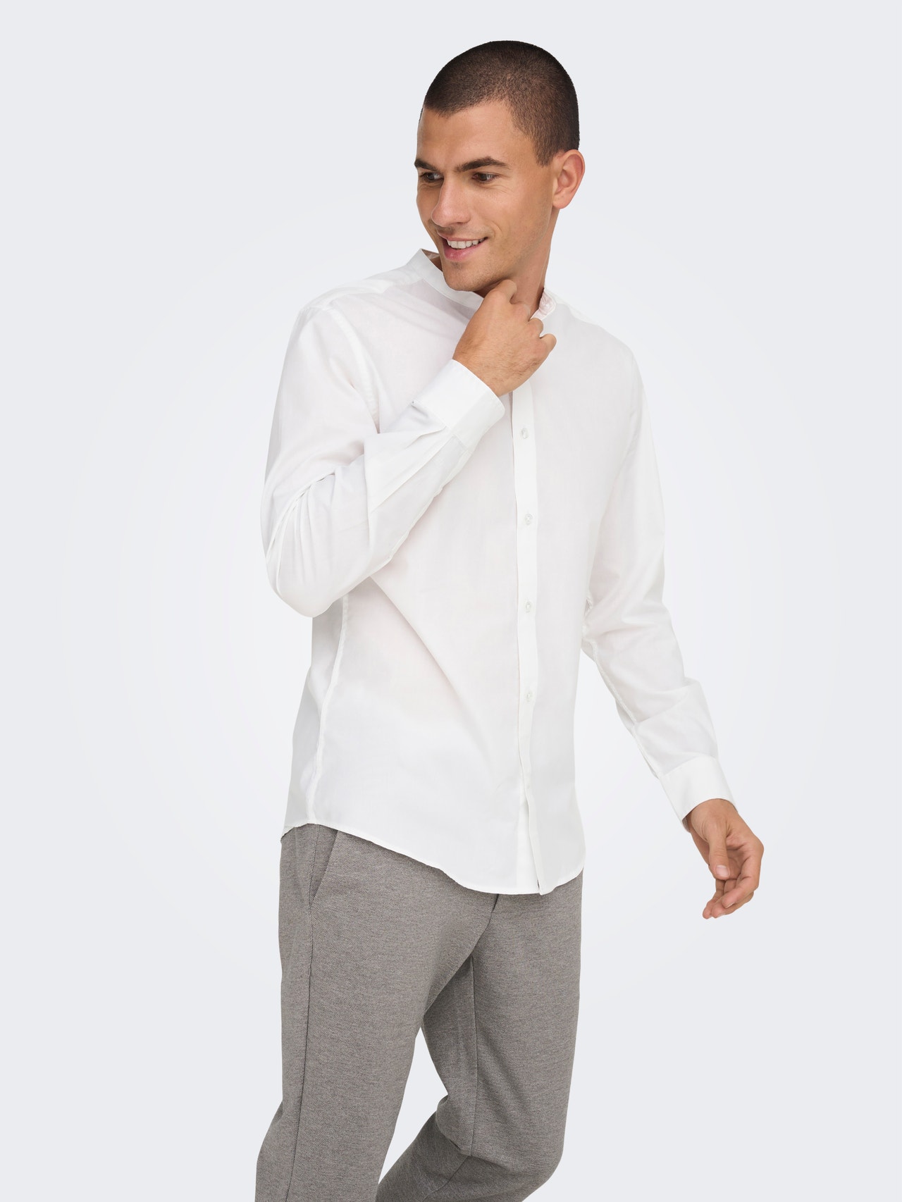 ONLY & SONS Slim Fit Kinakrage Skjorte -White - 22024167
