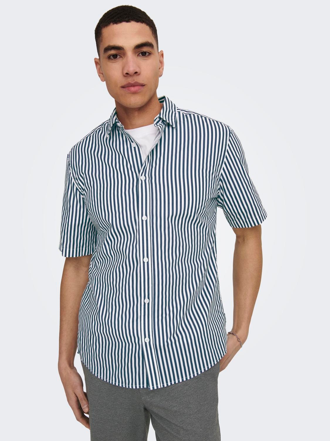 ONLY & SONS Slim fit Overhemd kraag Overhemd -Insignia Blue - 22024170