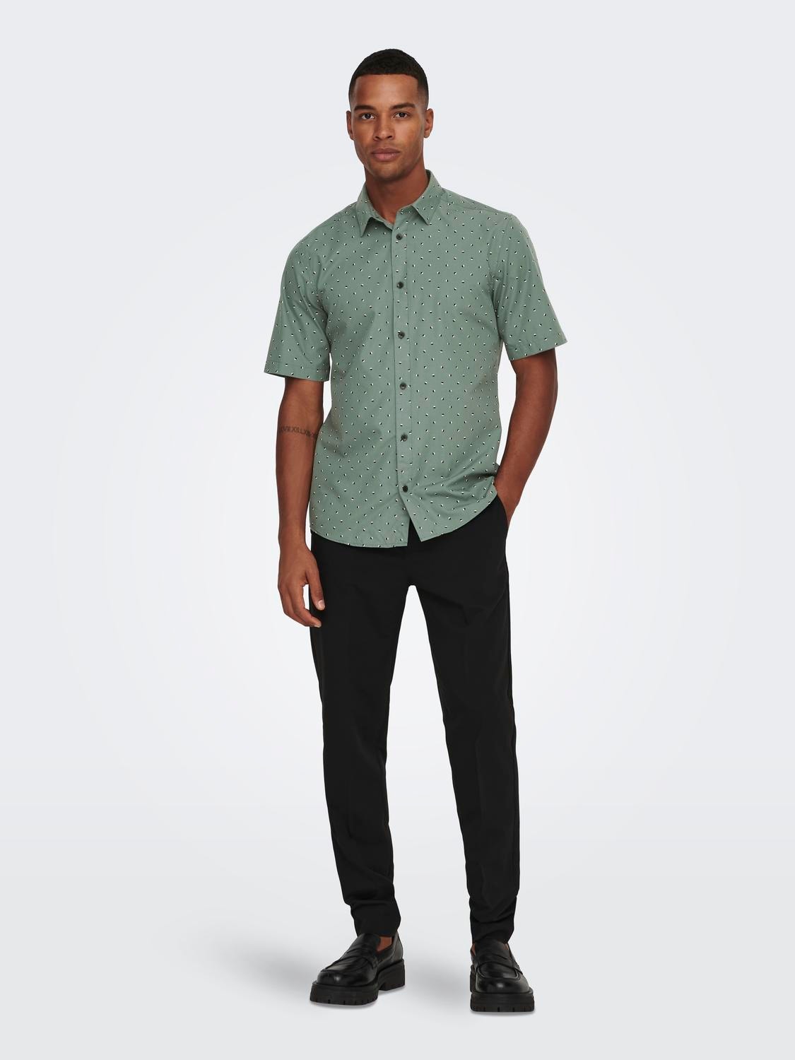ONLY & SONS Camisas Corte slim Cuello de camisa -Duck Green - 22024171