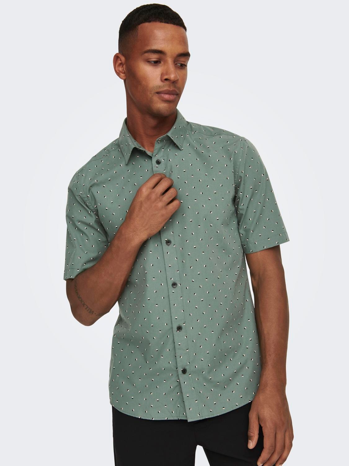 ONLY & SONS Chemises Slim Fit Col chemise -Duck Green - 22024171
