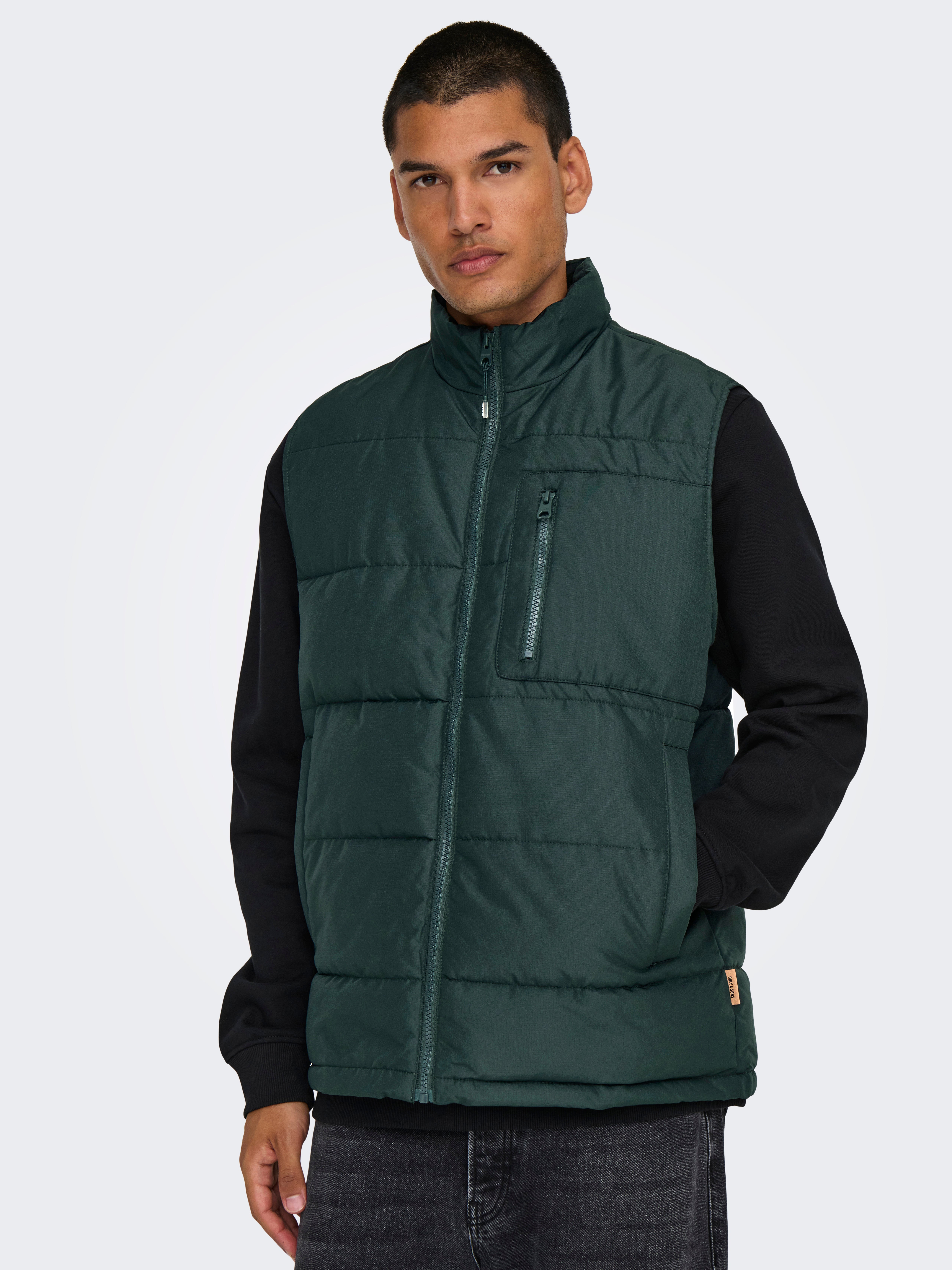 Onsjake Gilet Gilet Noir Only ONSJAKE Gilet Matelassé Vert Foncé