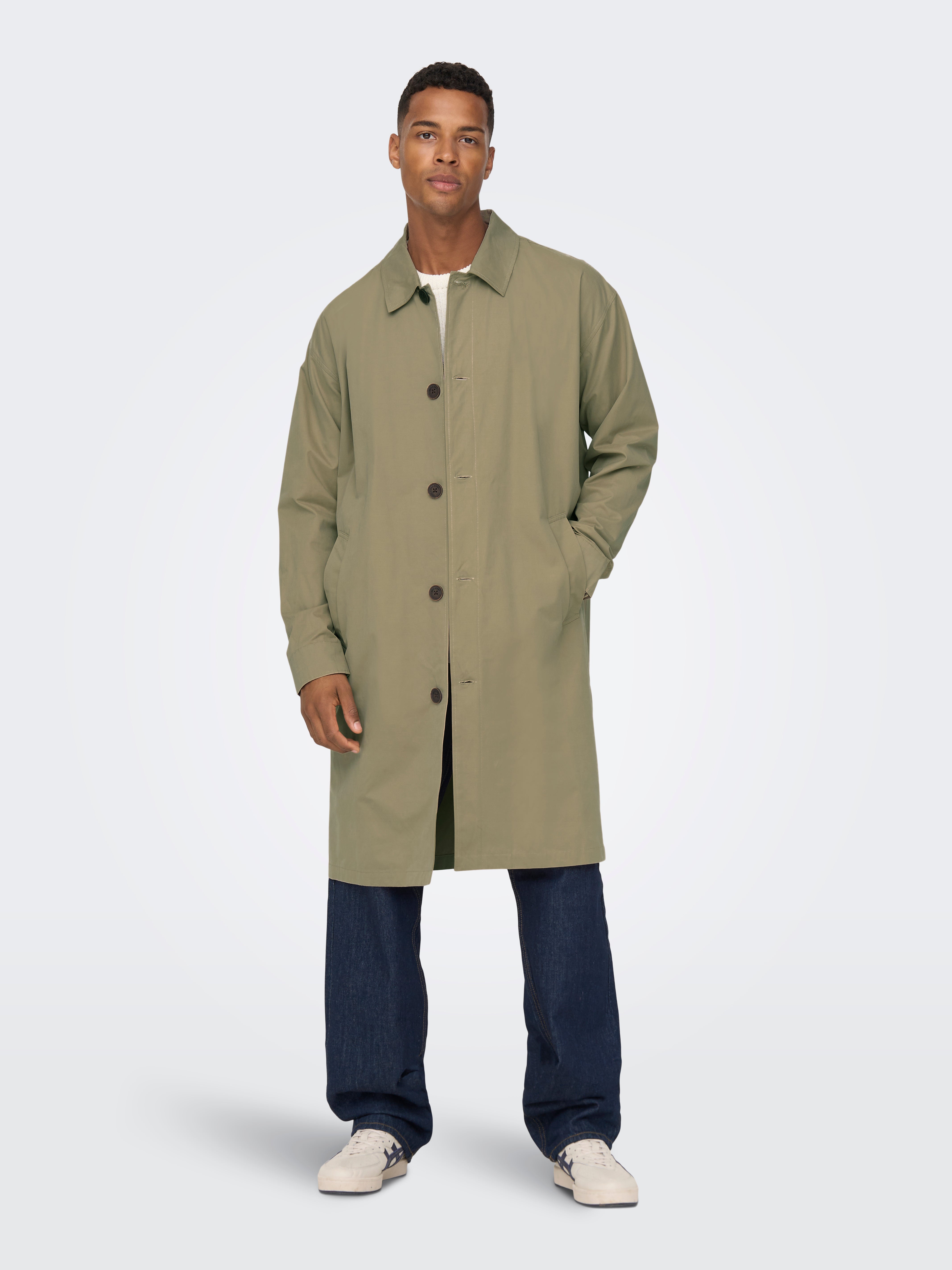 Long trenchcoat | Medium Grey | ONLY & SONS®