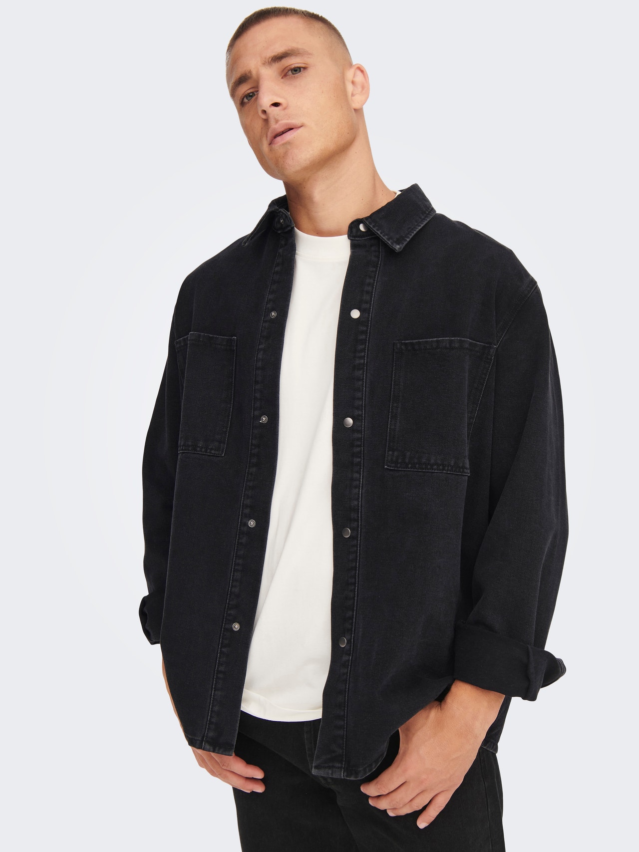 ONLY & SONS Regular fit Overhemd kraag Overhemd -Washed Black - 22024281