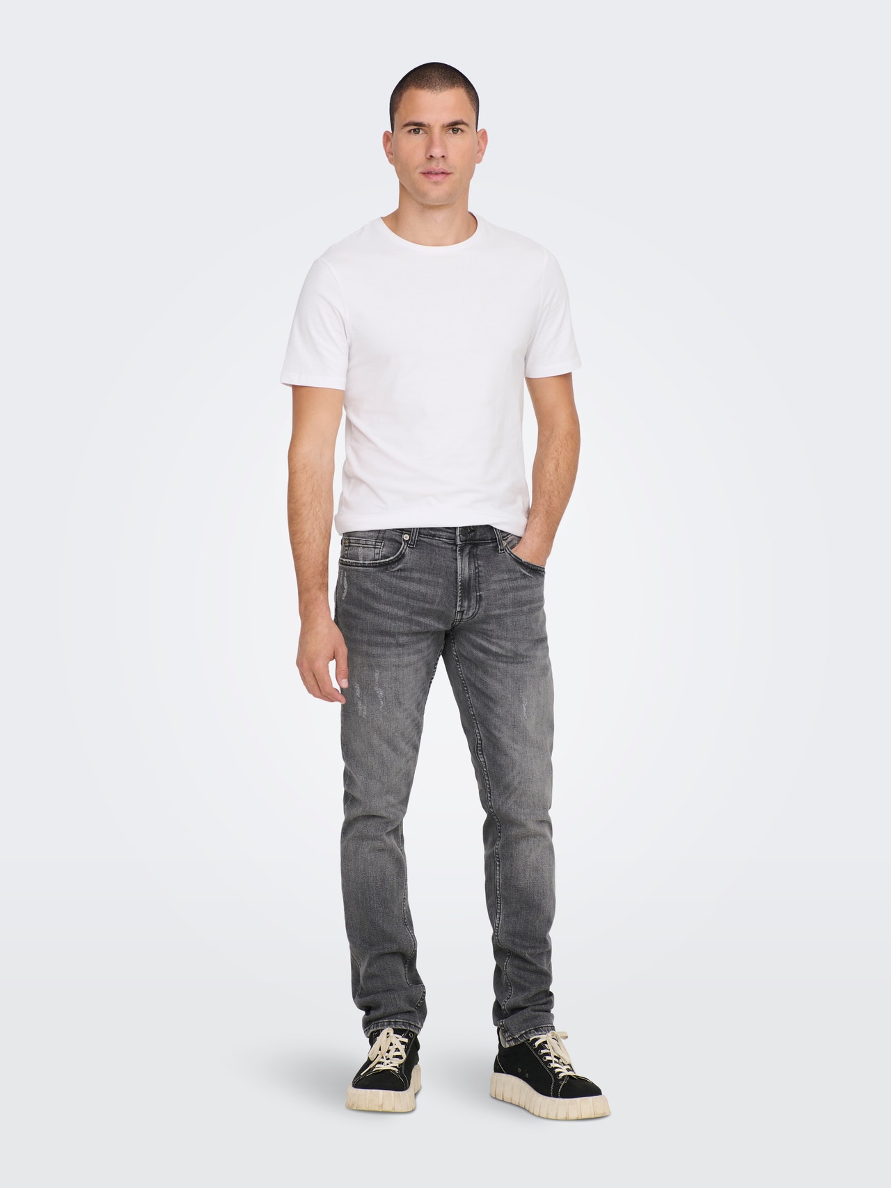 ONLY & SONS Regular Fit Mid waist Jeans -Grey Denim - 22024287