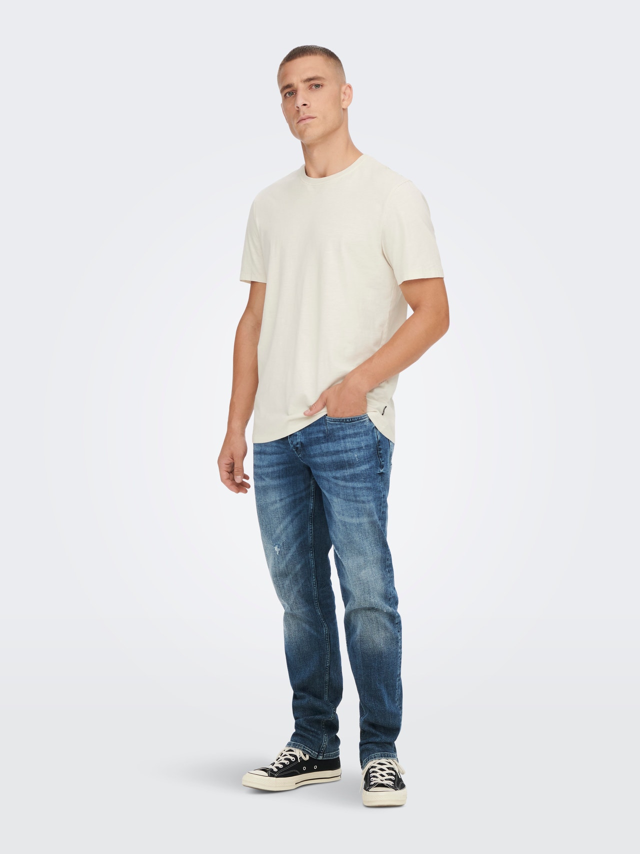 ONLY & SONS Normal geschnitten Mittlere Taille Jeans -Dark Blue Denim - 22024299