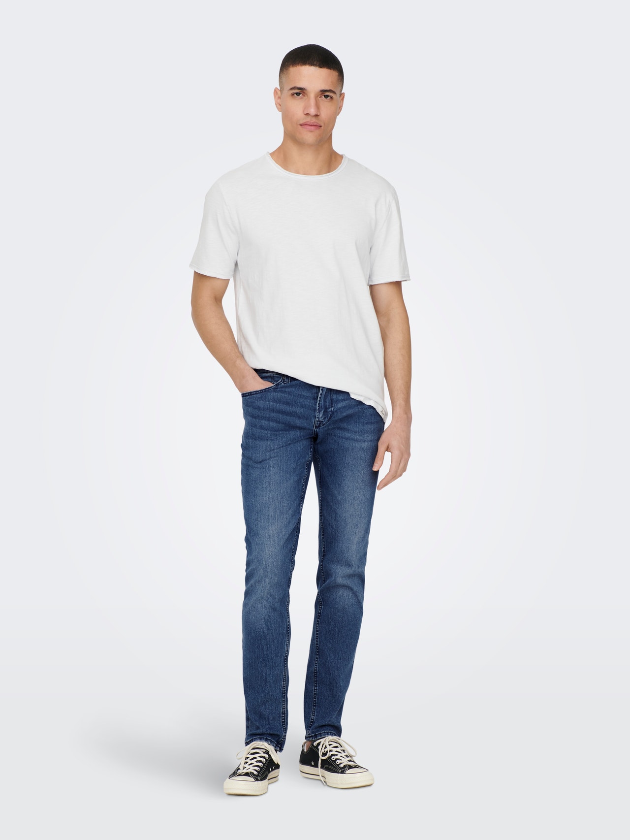 ONLY & SONS Slim Fit Mittlere Taille Jeans -Medium Blue Denim - 22024327