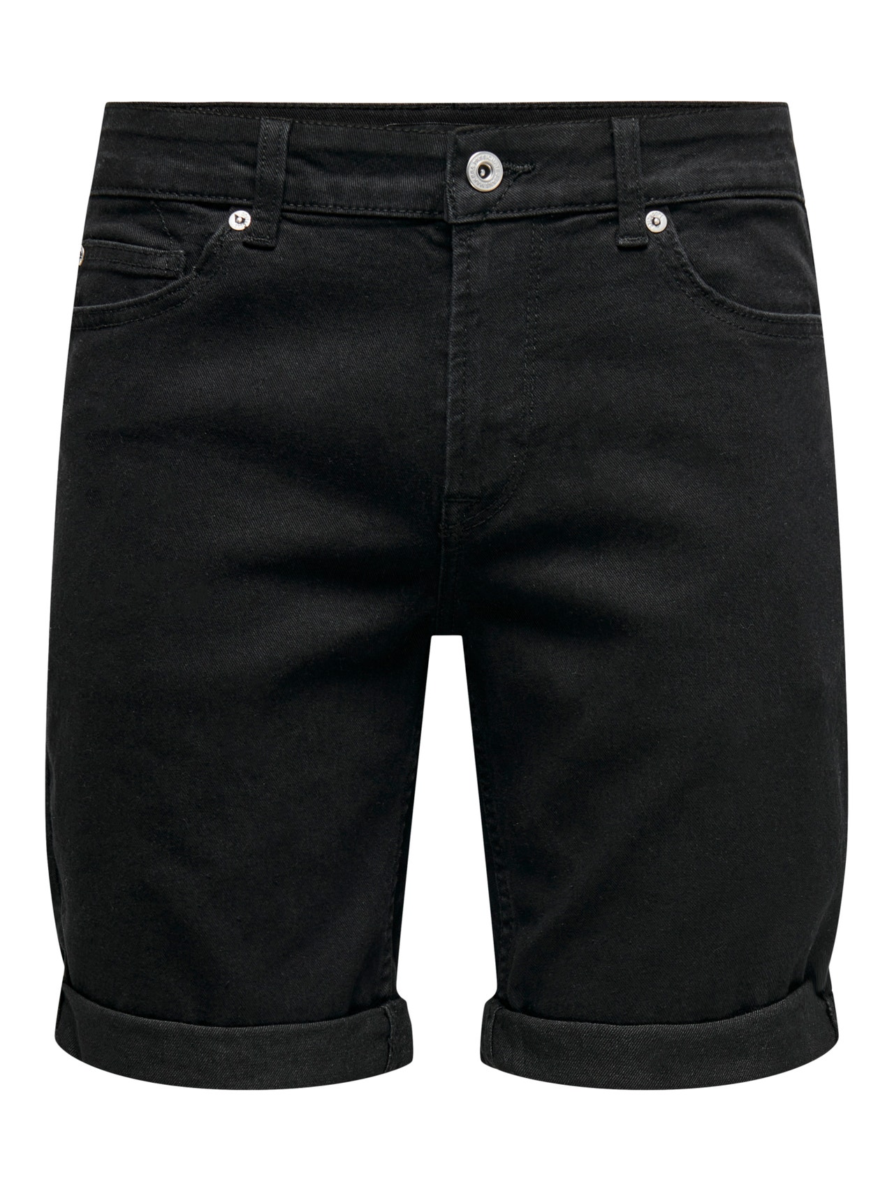 ONLY & SONS Normal geschnitten Mittlere Taille Shorts -Black Denim - 22024328