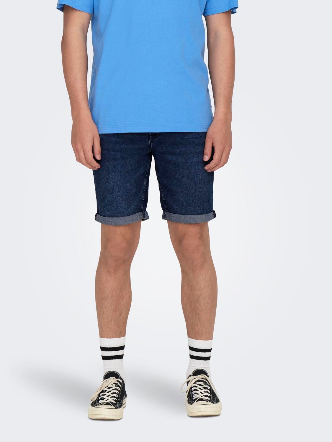 ONLY & SONS Regular Fit Shorts -Medium Blue Denim - 22024331