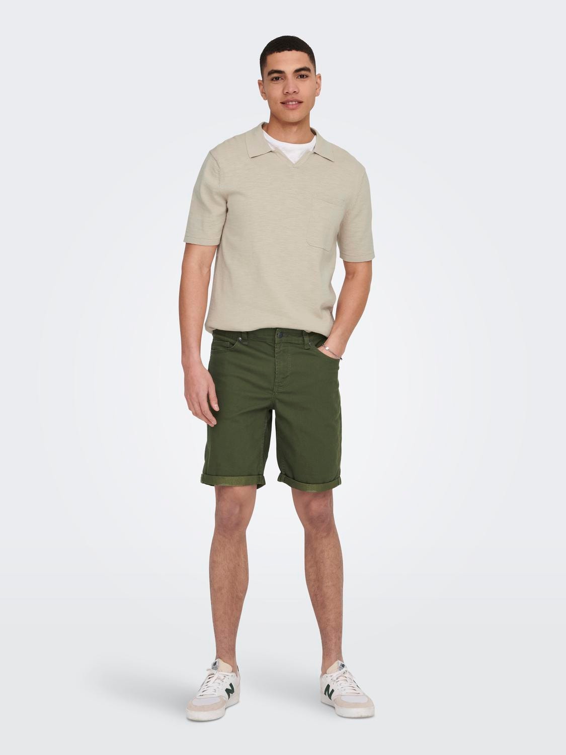 ONLY & SONS ONSPLY LIFE REG TWILL 4451 SHORTS -Olive Night - 22024451