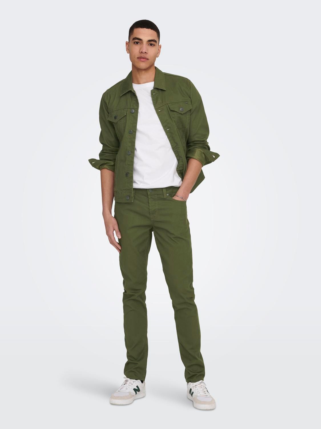 ONLY & SONS Slim Fit Byxor -Olive Night - 22024452