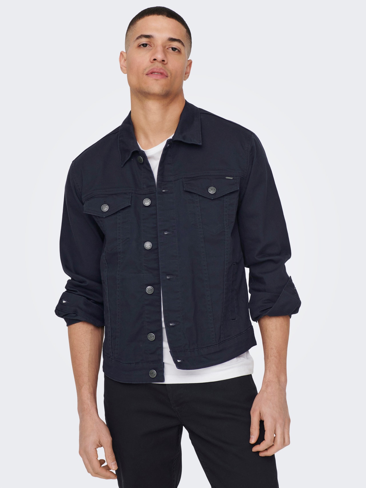 ONLY & SONS Solid Colored Canvas Jacket -Dark Navy - 22024453