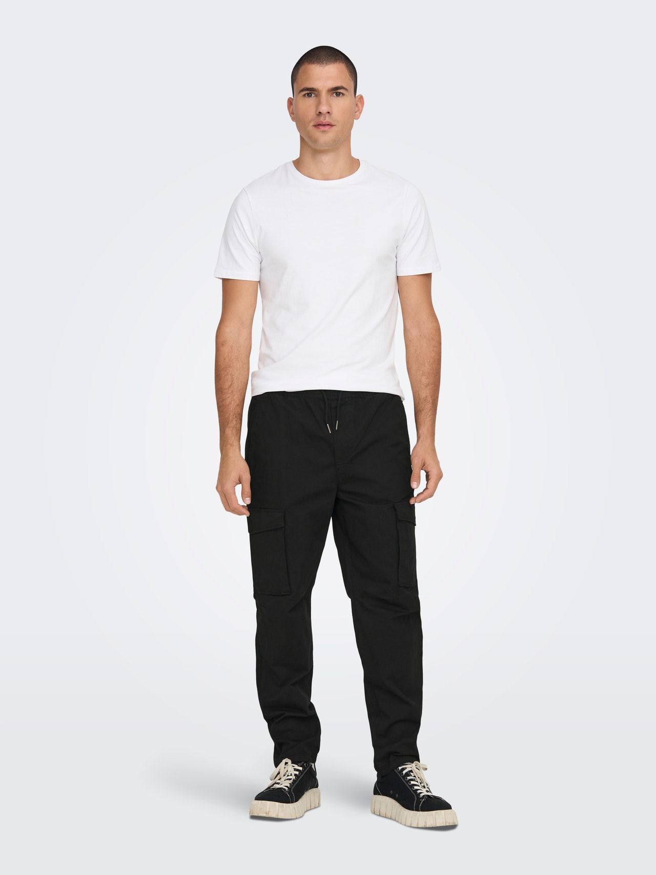 Pantalons cargo Tapered Fit, Black