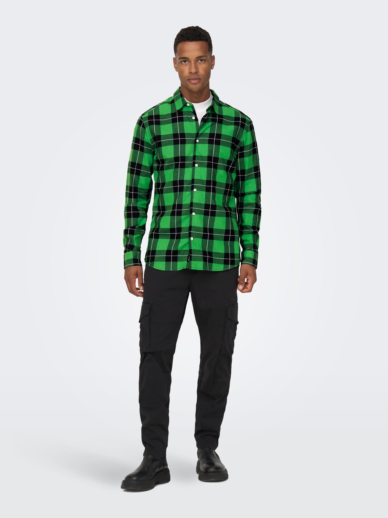 ONLY & SONS Slim fit Overhemd kraag Overhemd -Medium Green - 22024489