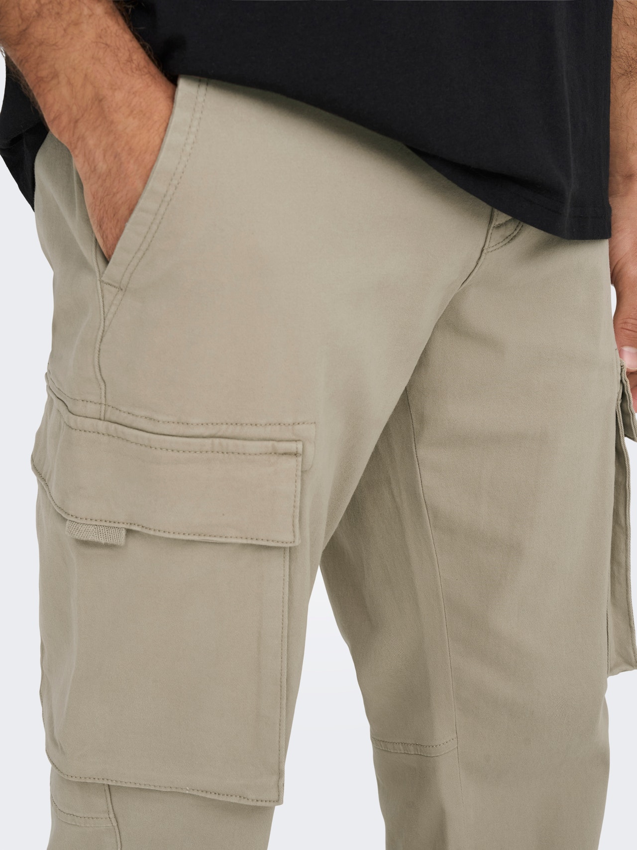 ONLY & SONS Pantalons Tapered Fit Taille moyenne -Chinchilla - 22024563