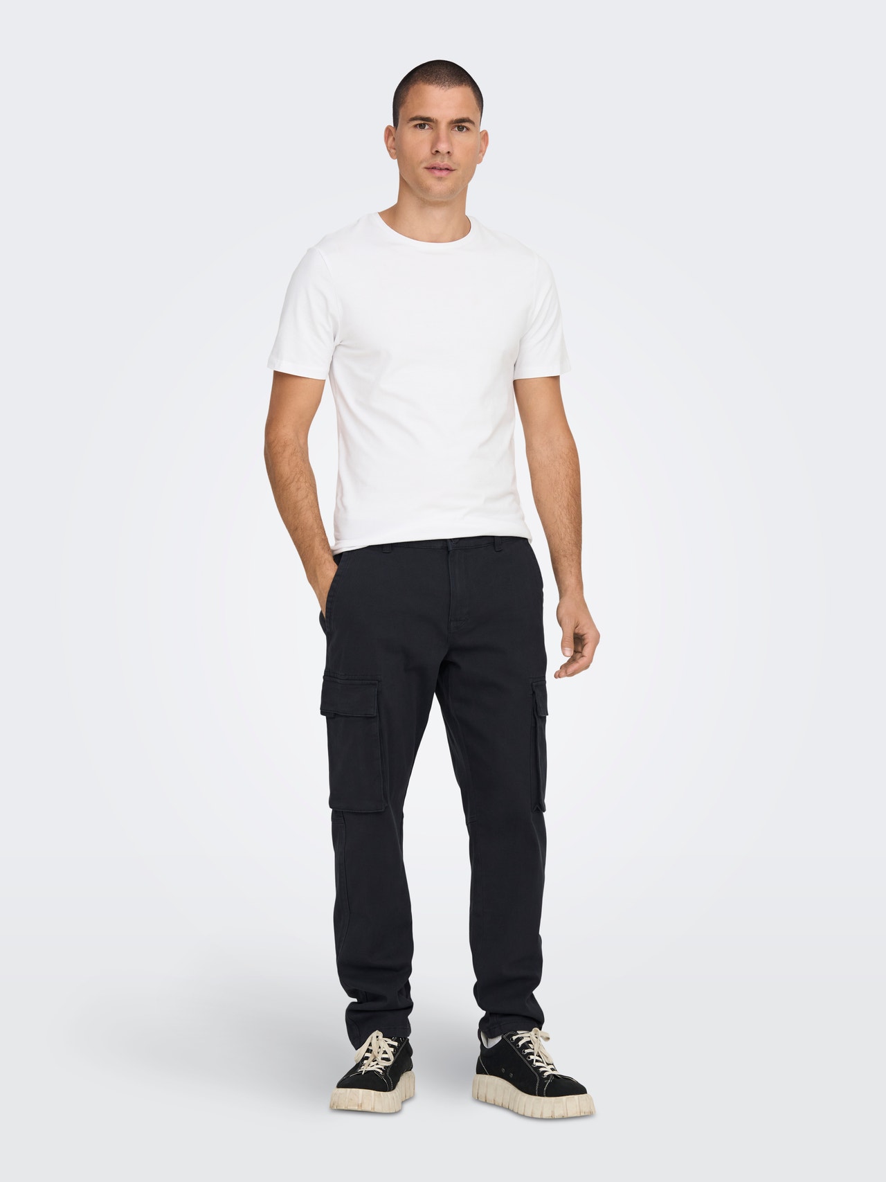 ONLY & SONS Pantalons Tapered Fit Taille moyenne -Dark Navy - 22024563
