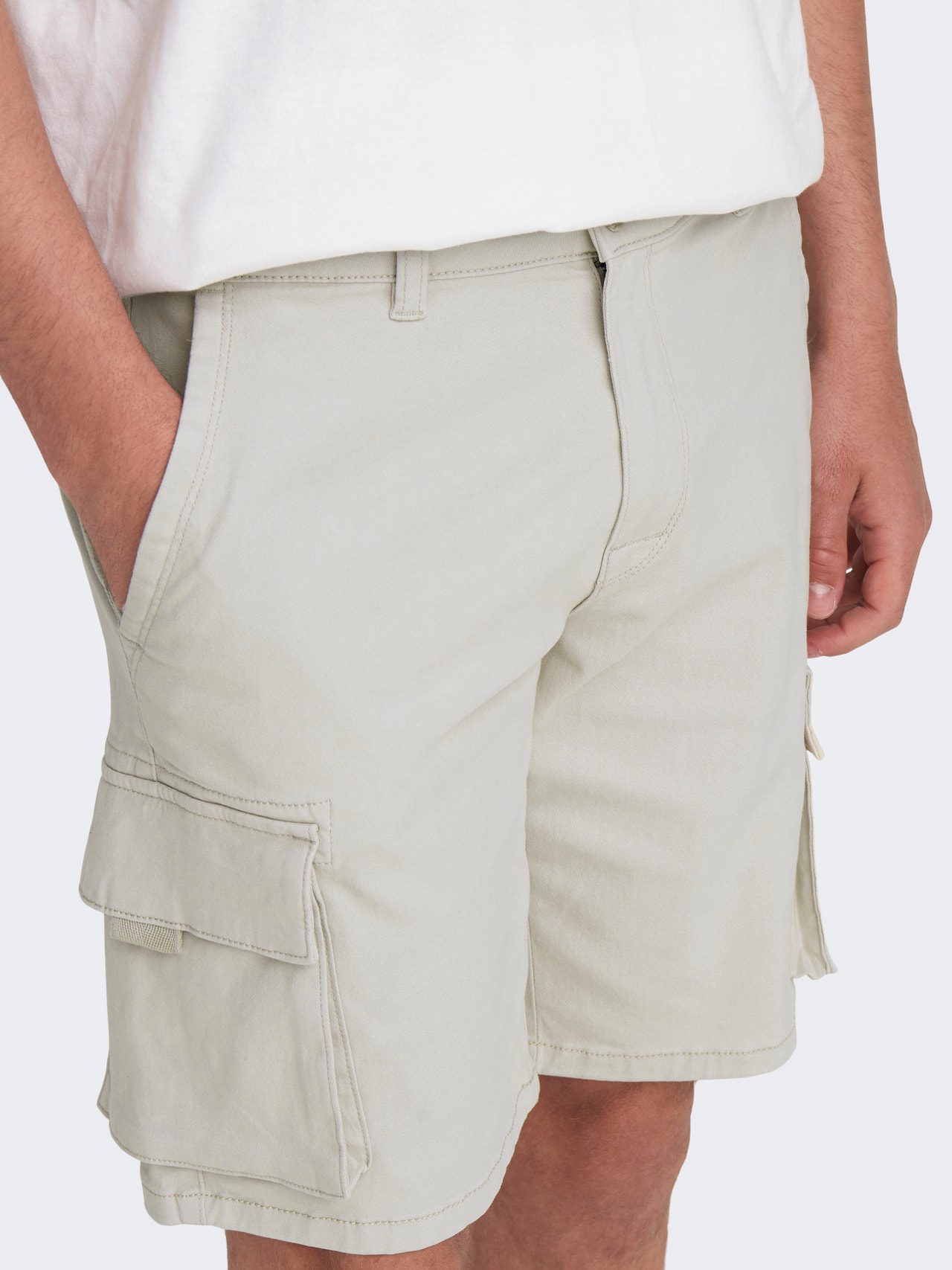 ONLY & SONS Regular Fit Cargo Shorts -Silver Lining - 22024564