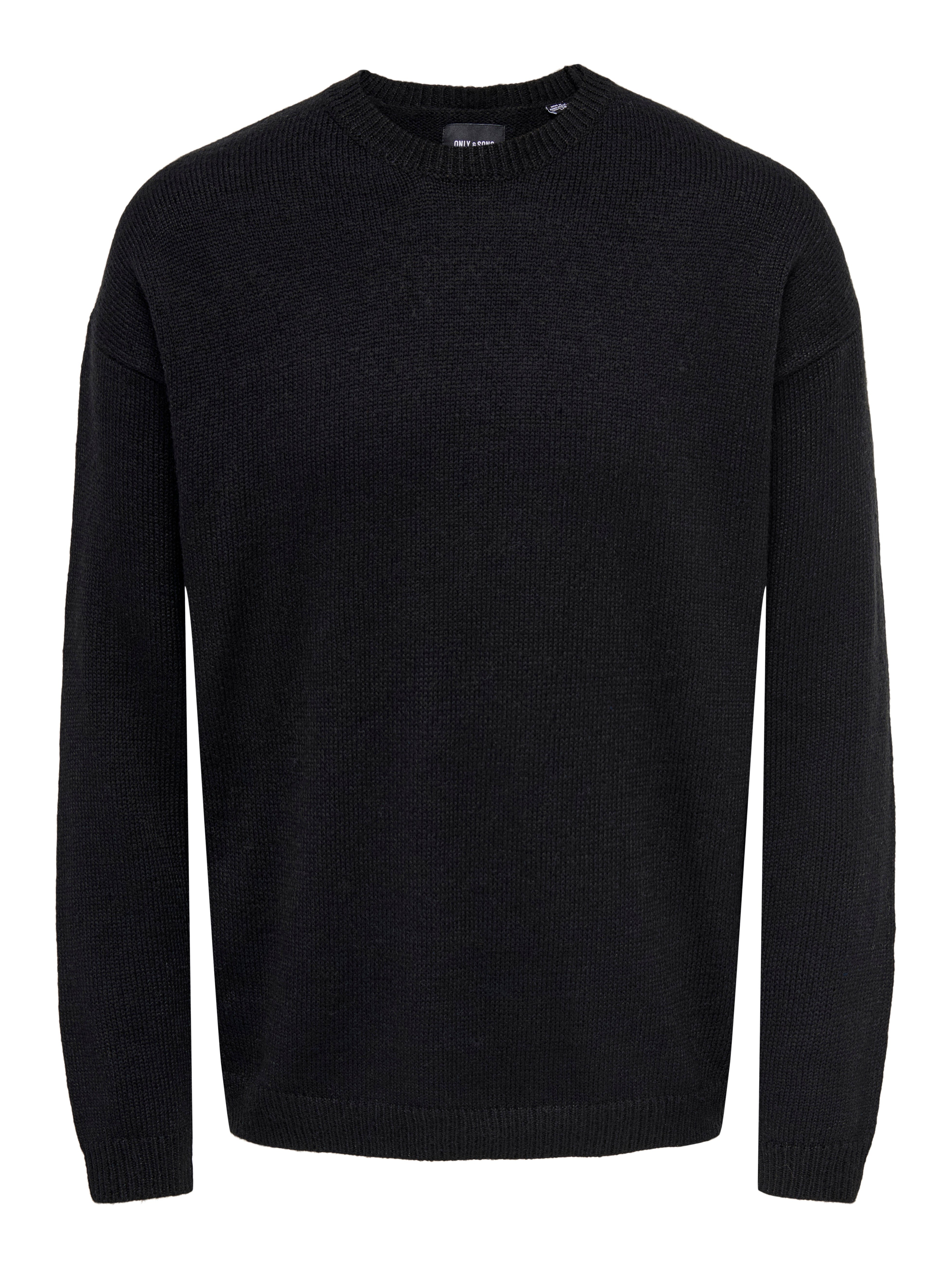 O-Neck Dropped shoulders Pullover | Black | ONLY & SONS®