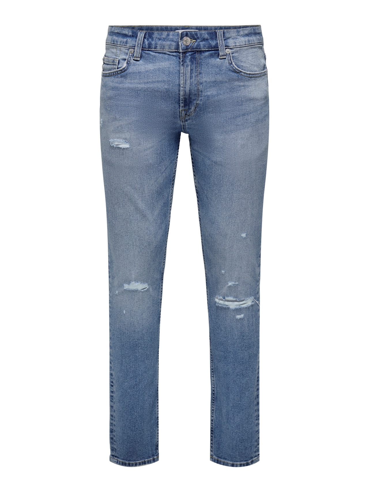 ONLY & SONS Slim Fit Ripped hems Jeans -Light Blue Denim - 22024595