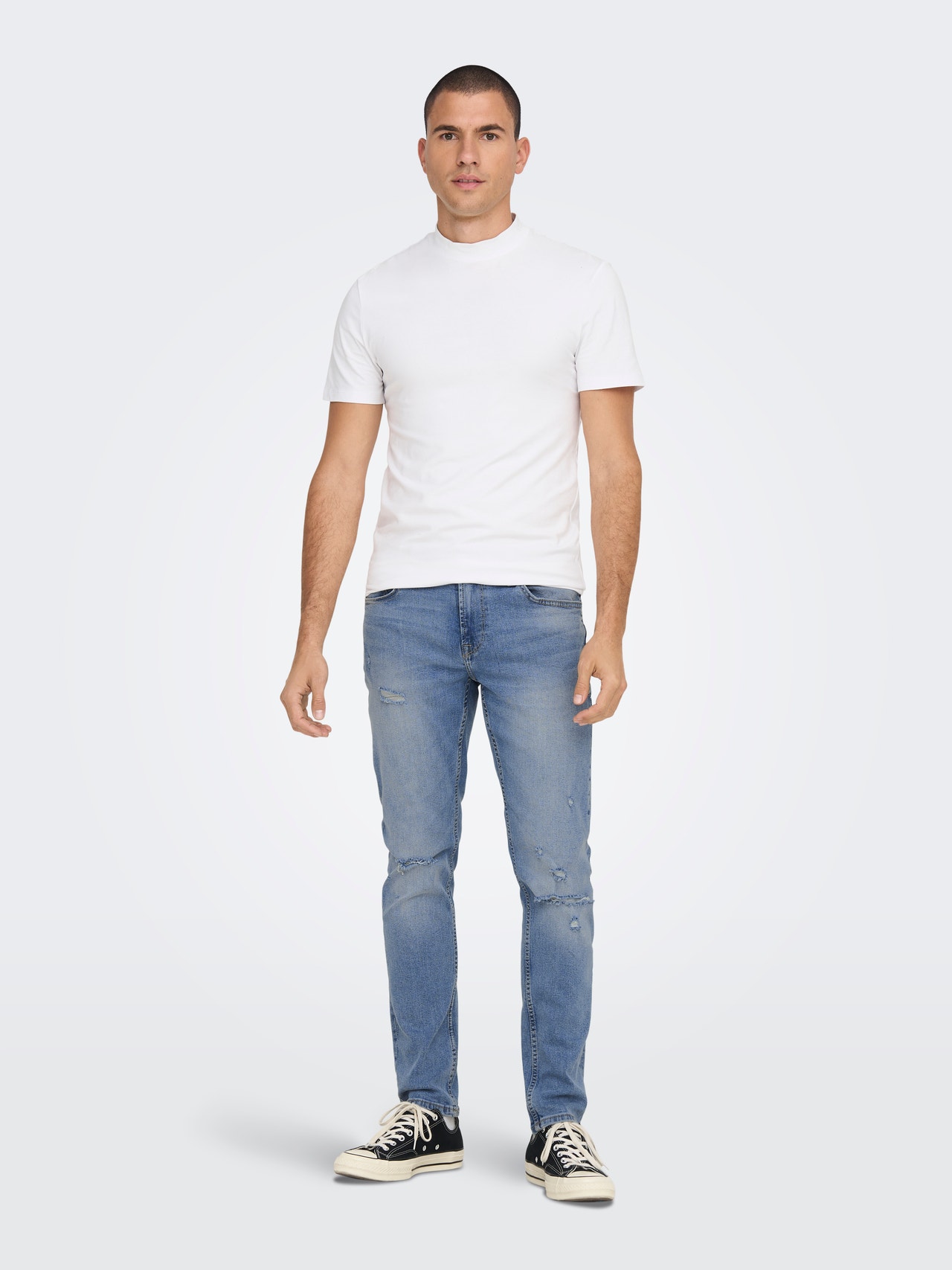 ONLY & SONS Slim Fit Ripped hems Jeans -Light Blue Denim - 22024595