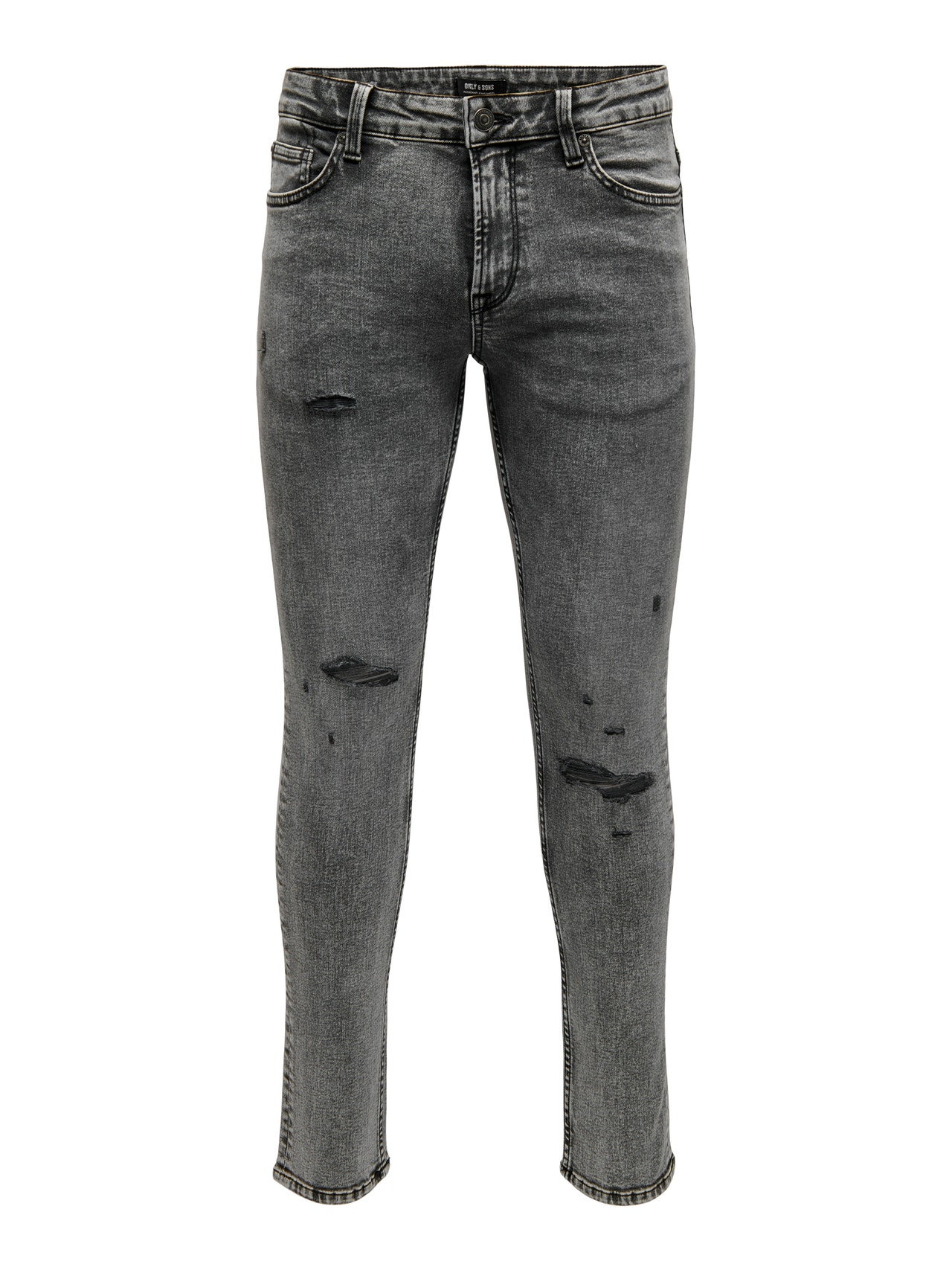 ONLY & SONS Slim fit Gescheurde zomen Jeans -Medium Grey Denim - 22024597