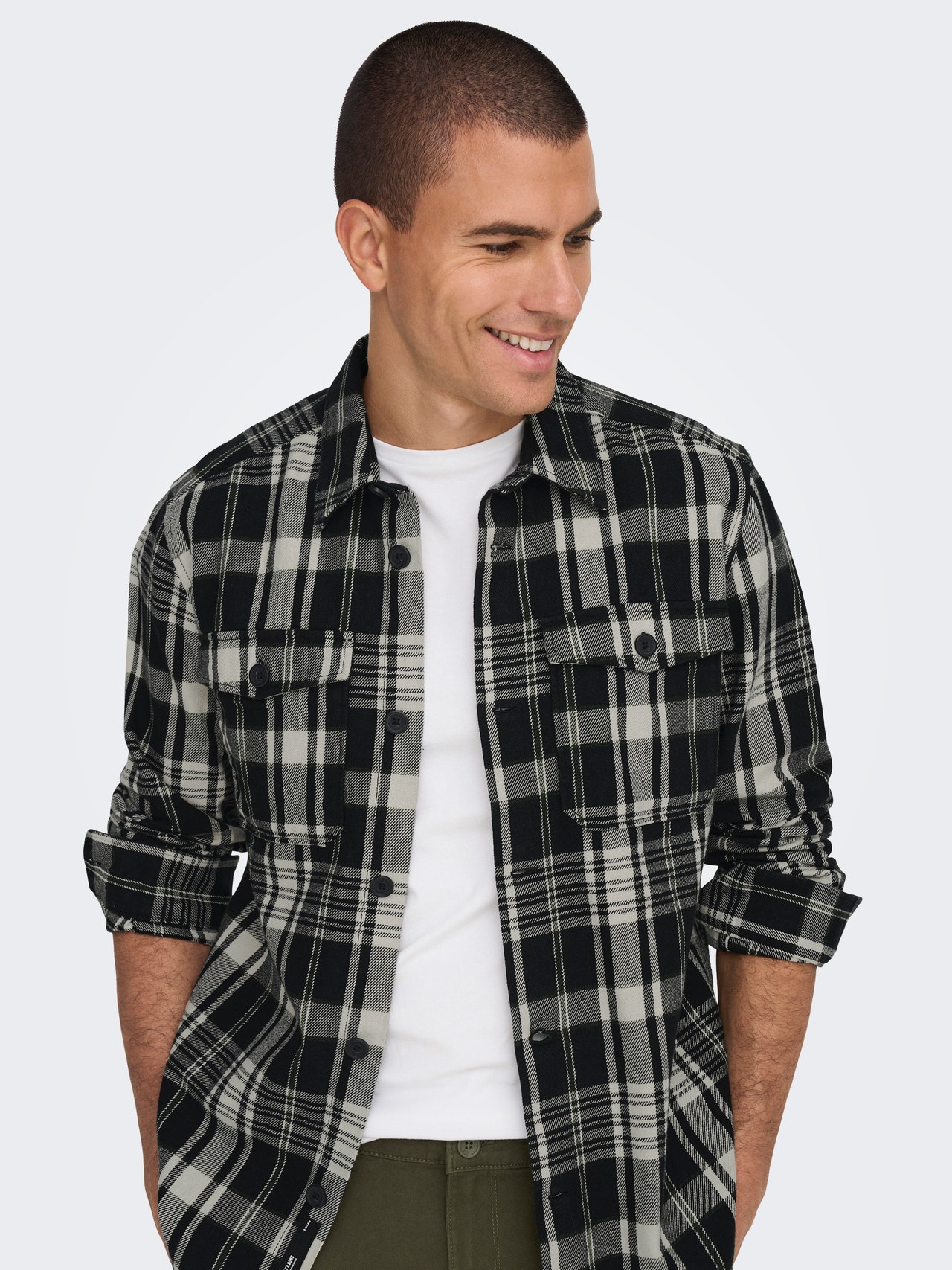 ONLY & SONS Loose Fit Checked shirt -Black - 22024699