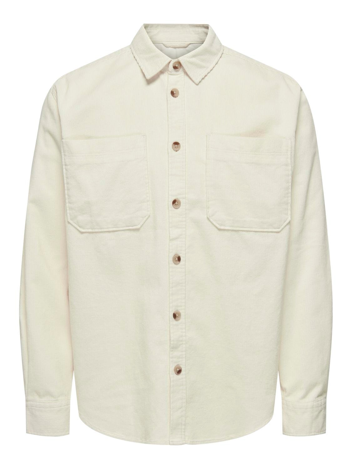 ONLY & SONS Solid colored Corduroy shirt -Cloud Dancer - 22024716