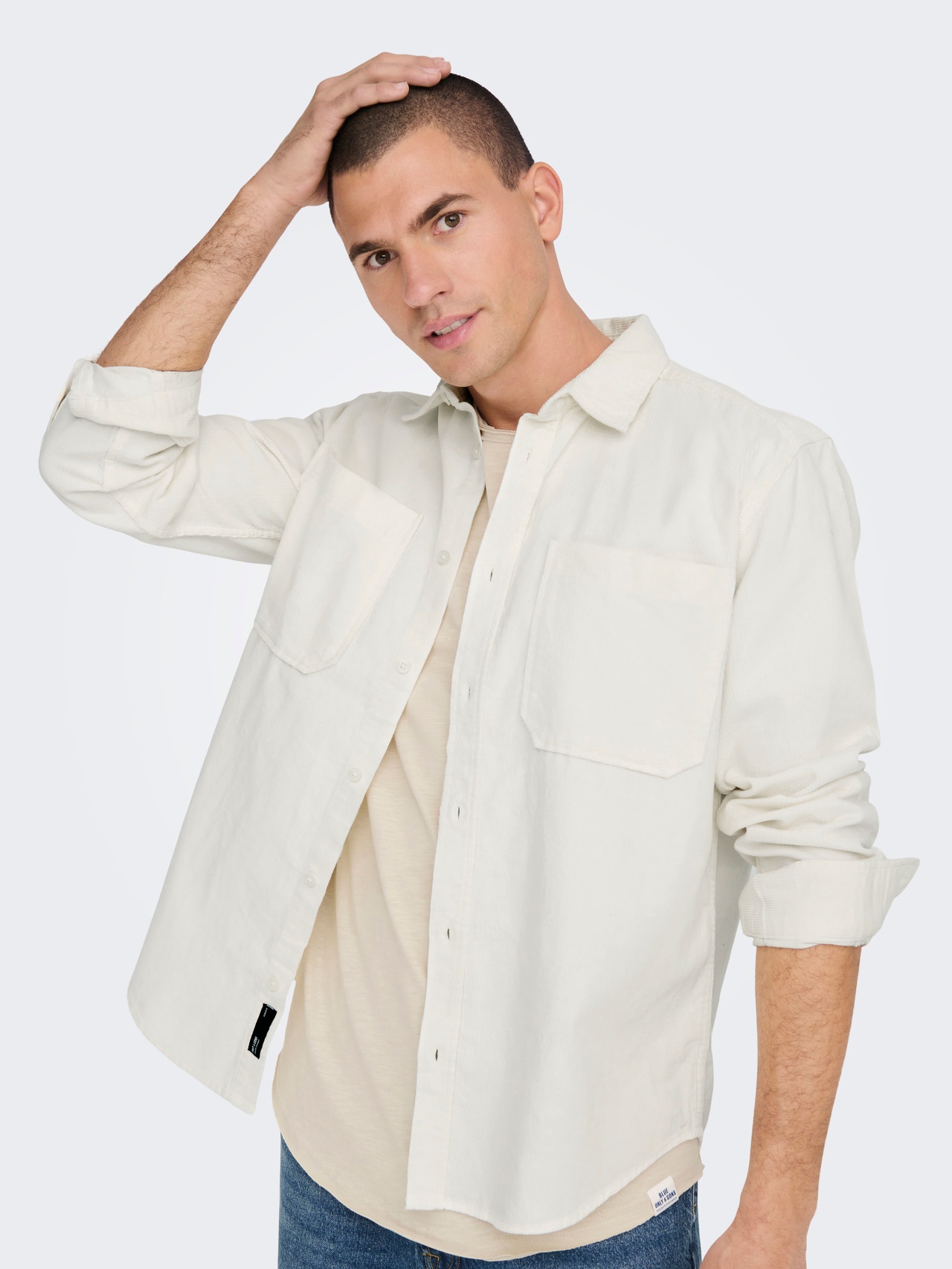 ONLY & SONS Camisas Corte relaxed Cuello de camisa -Cloud Dancer - 22024716