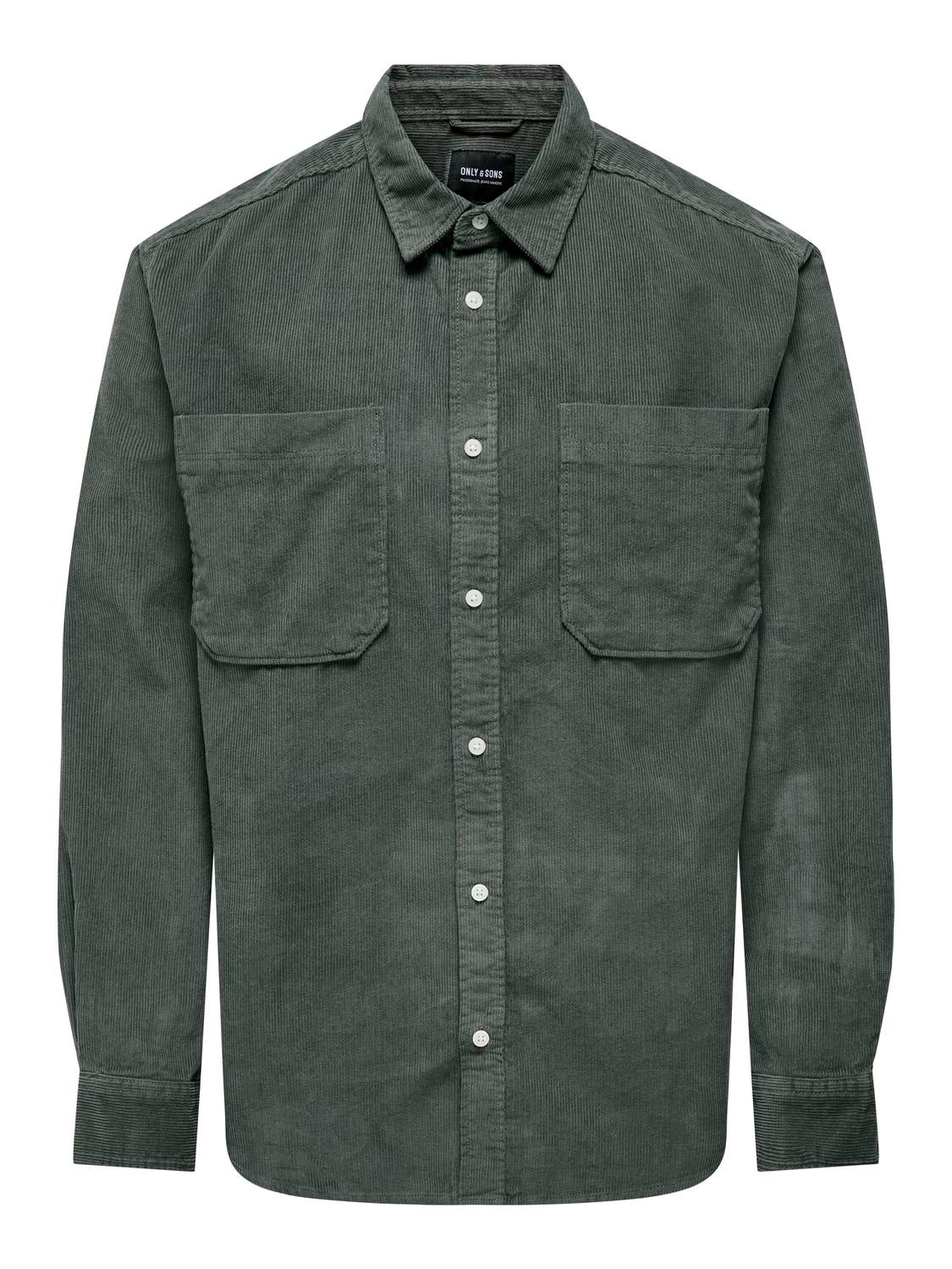 Solid colored Corduroy shirt | Dark Grey | ONLY & SONS®