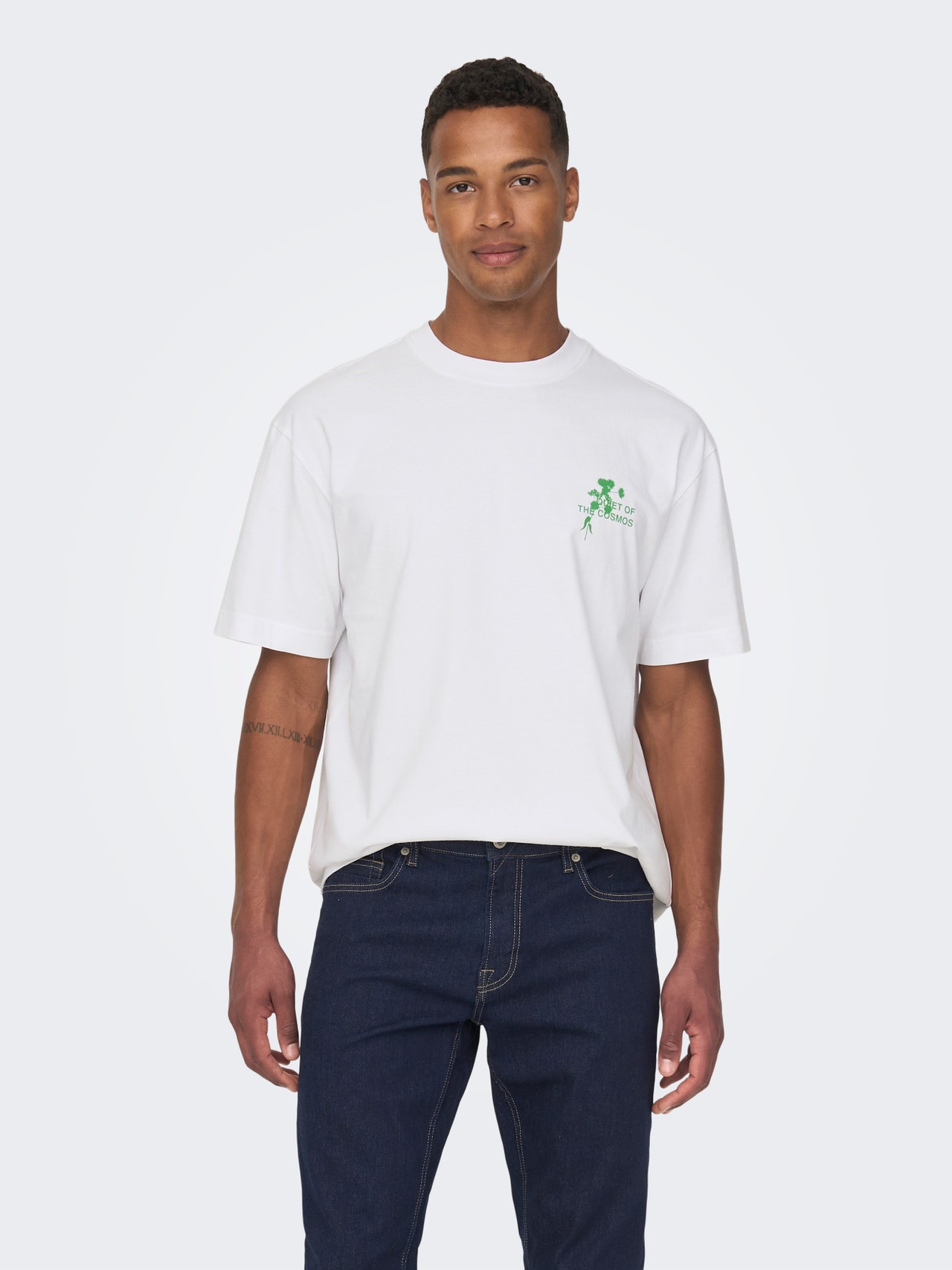 ONLY & SONS Avslappnad O-ringning T-shirt -Bright White - 22024750