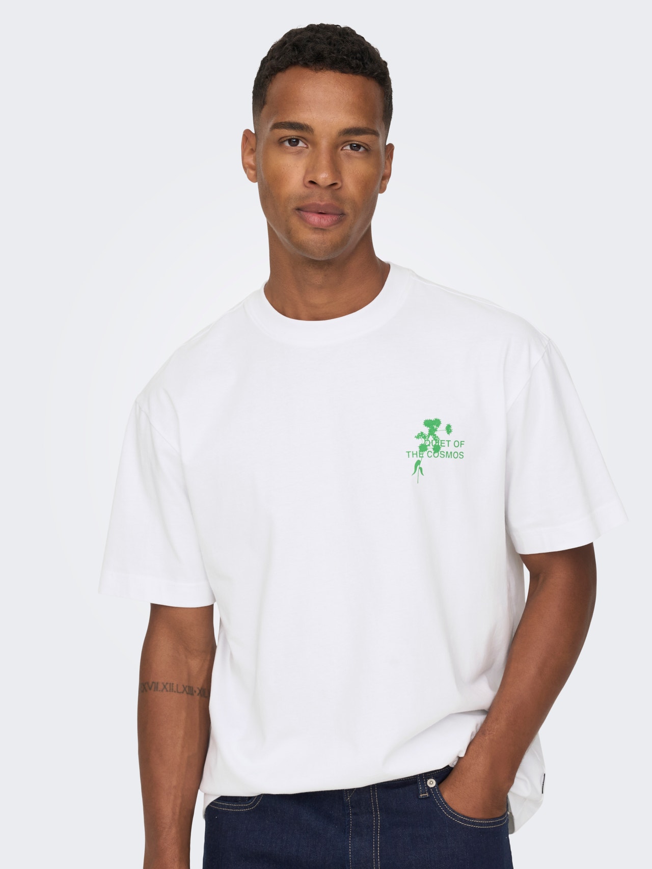 ONLY & SONS Avslappnad O-ringning T-shirt -Bright White - 22024750