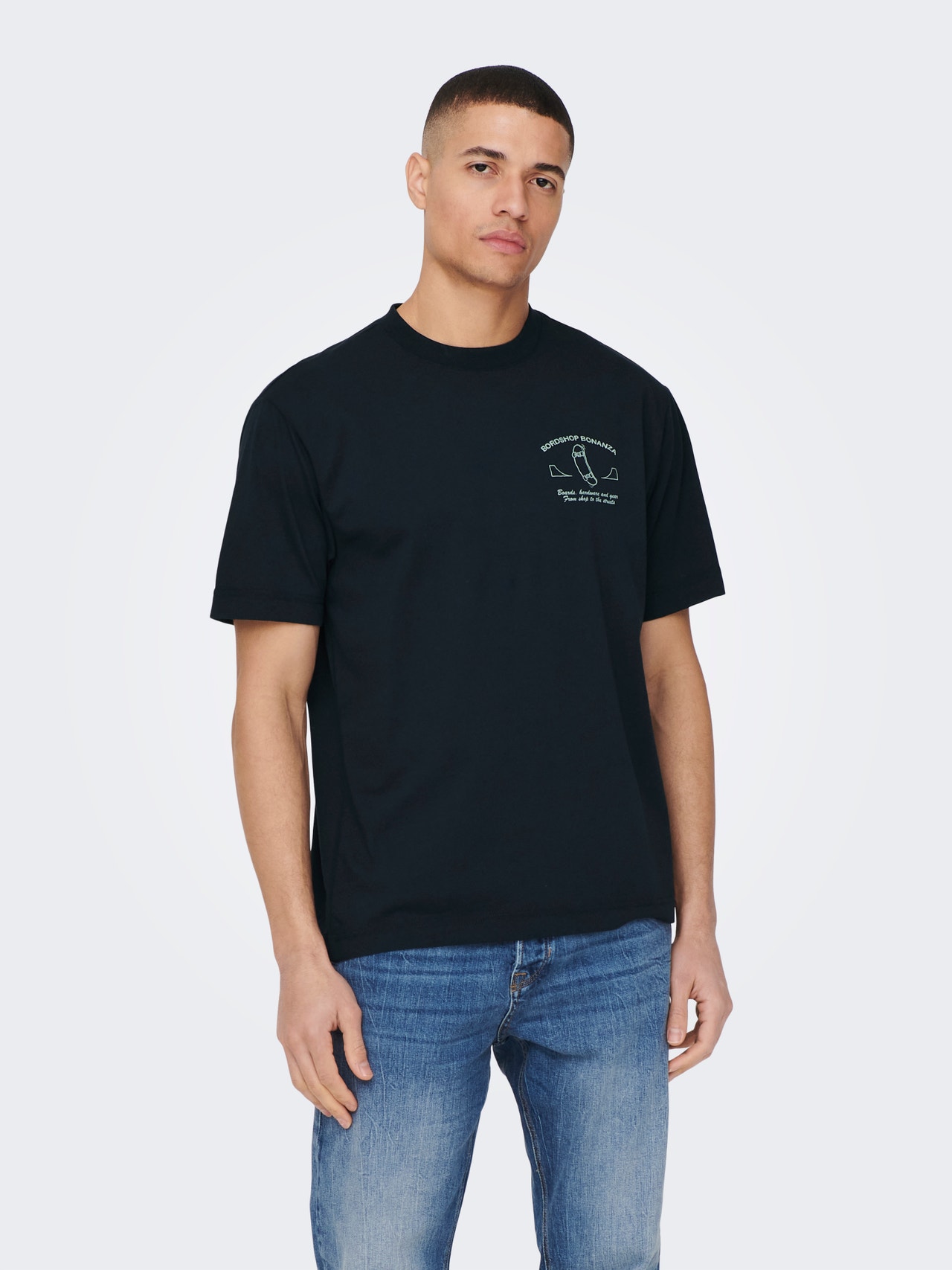 ONLY & SONS Relaxed Fit Round Neck T-Shirt -Dark Navy - 22024796
