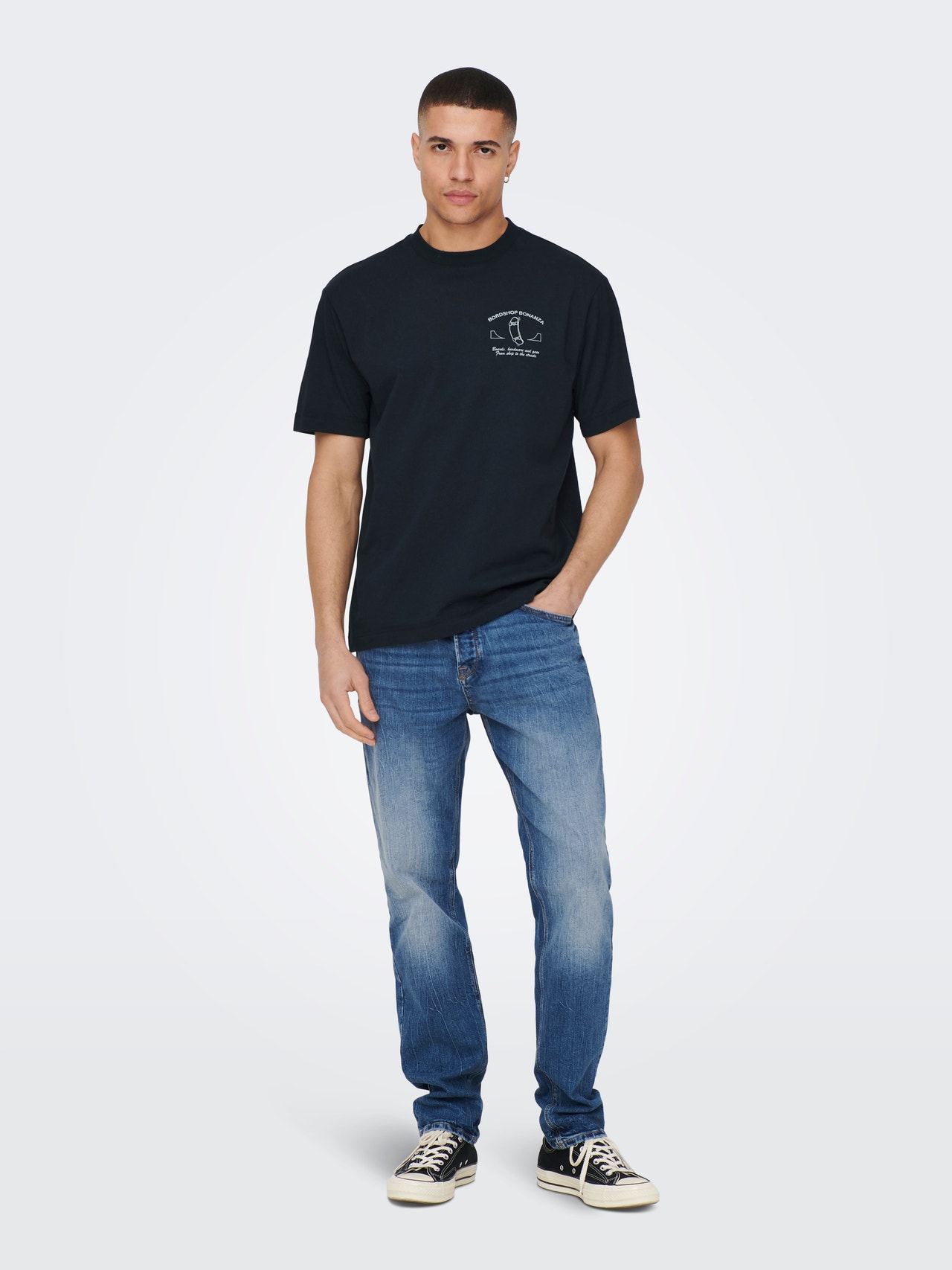 ONLY & SONS Locker geschnitten Rundhals T-Shirt -Dark Navy - 22024796