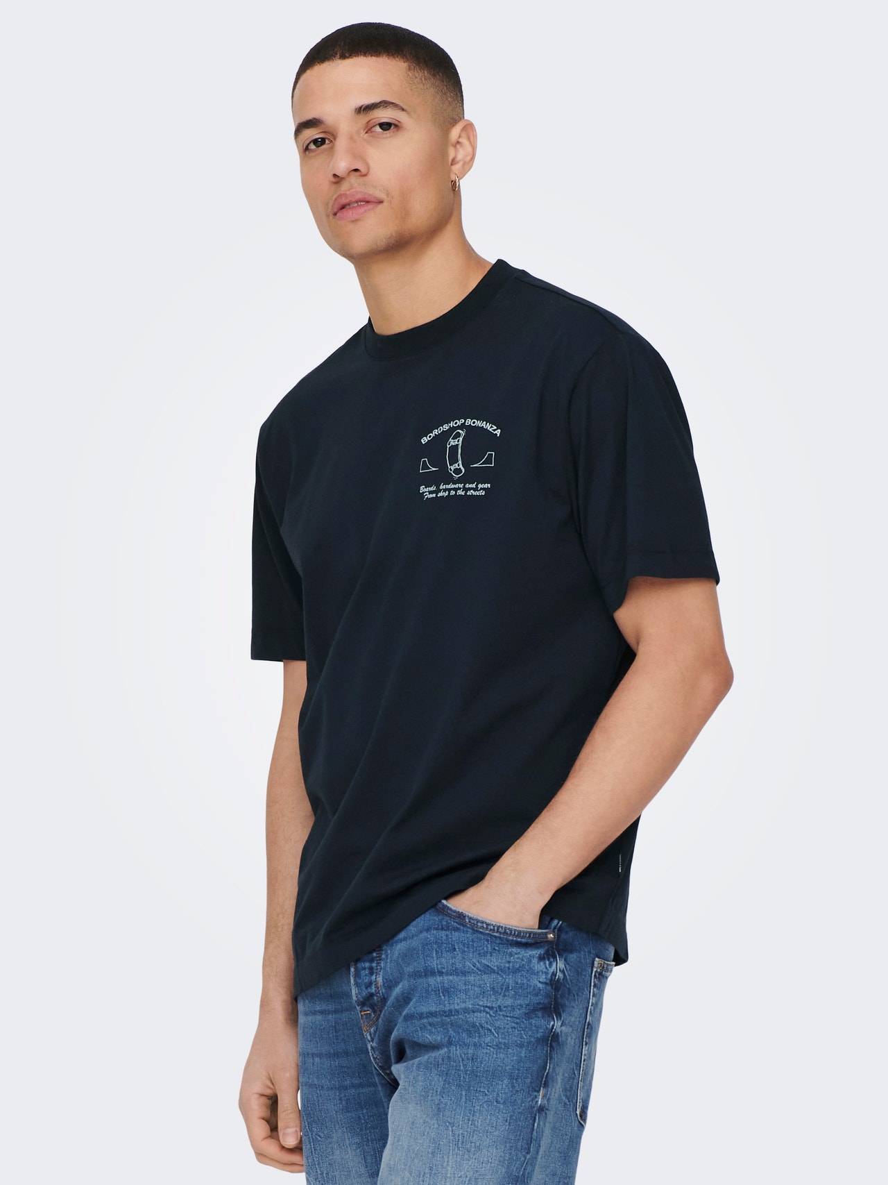 ONLY & SONS Oversized t-shirt with print -Dark Navy - 22024796