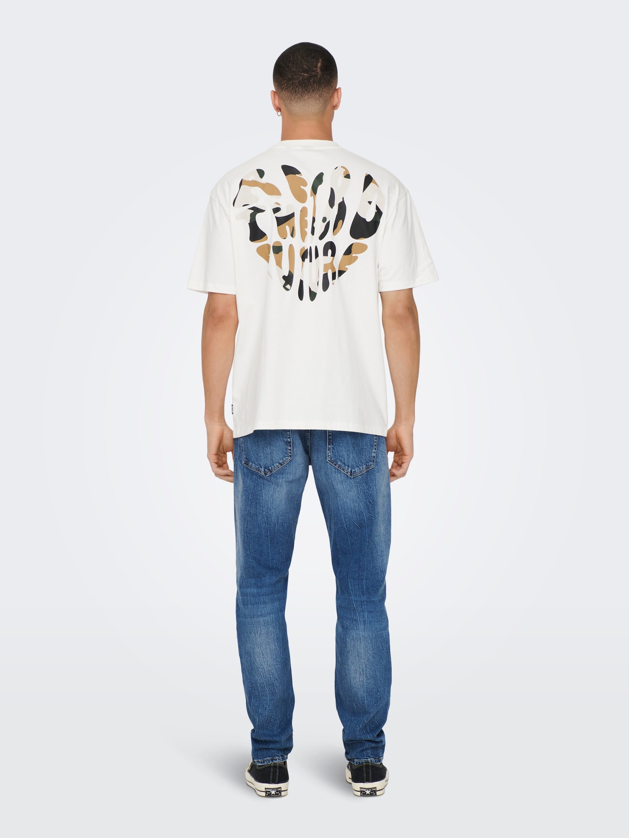 ONLY & SONS Relaxed Fit Round Neck T-Shirt -Cloud Dancer - 22024804