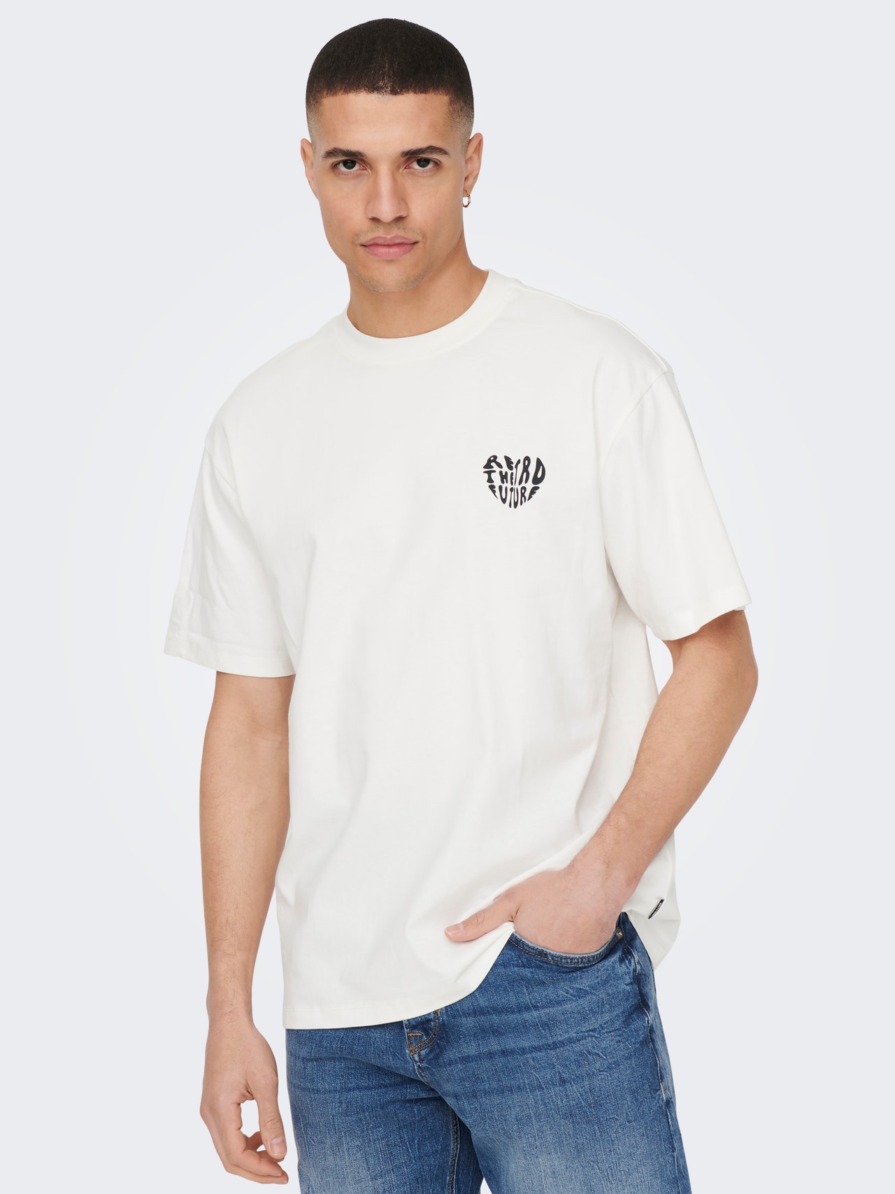 ONLY & SONS Relaxed Fit Round Neck T-Shirt -Cloud Dancer - 22024804