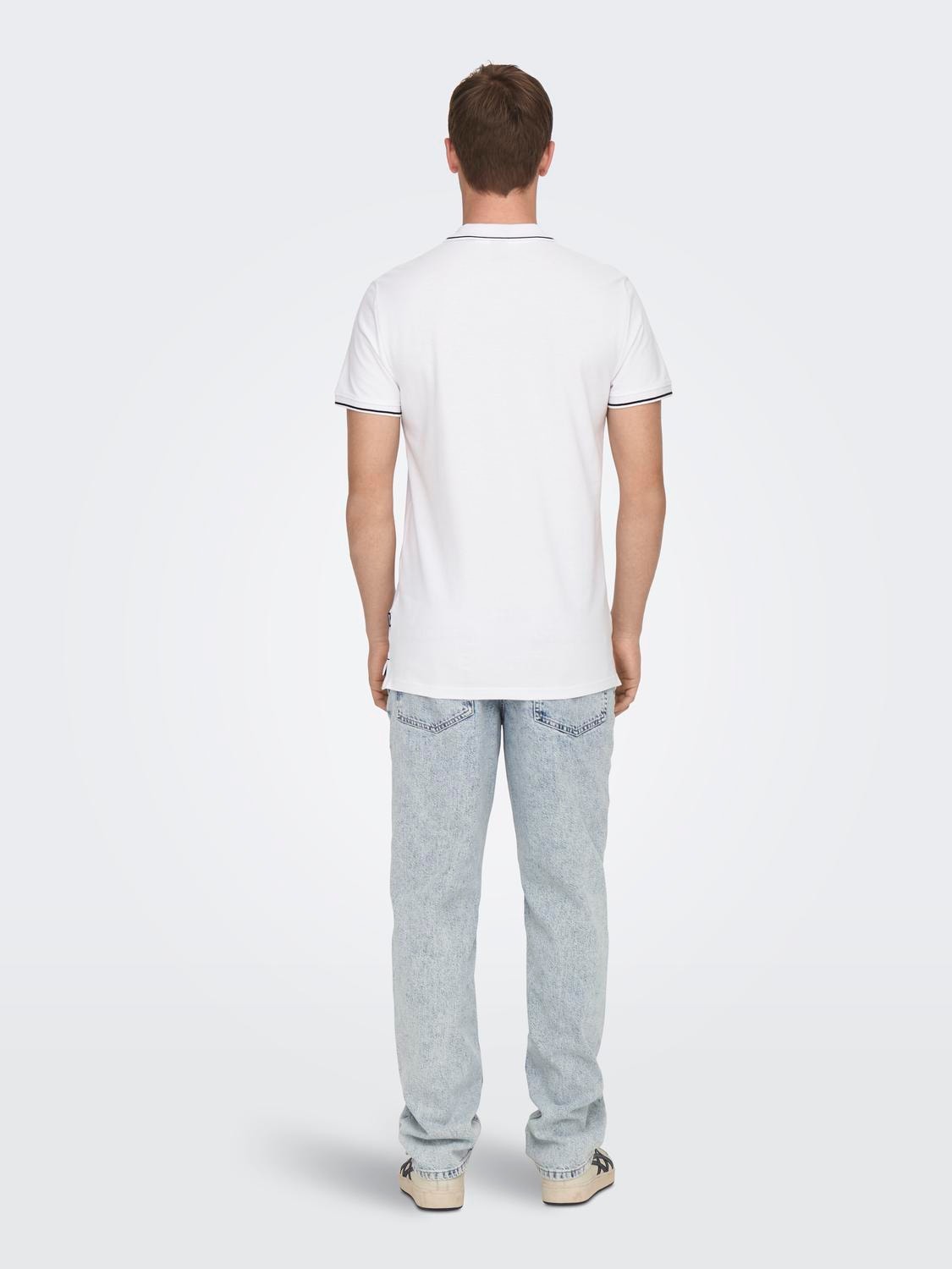 ONLY & SONS Normal geschnitten Polokragen Poloshirt -Bright White - 22024827