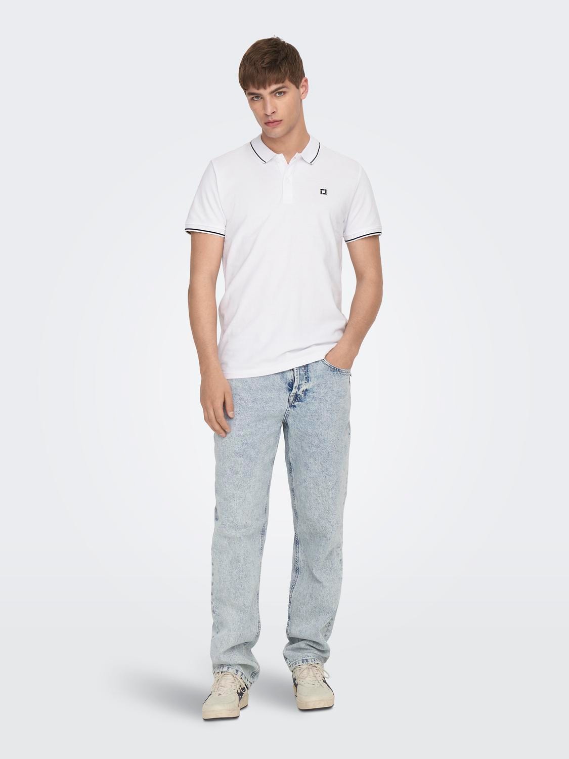 ONLY & SONS Regular Fit Polo Poloskjorte -Bright White - 22024827