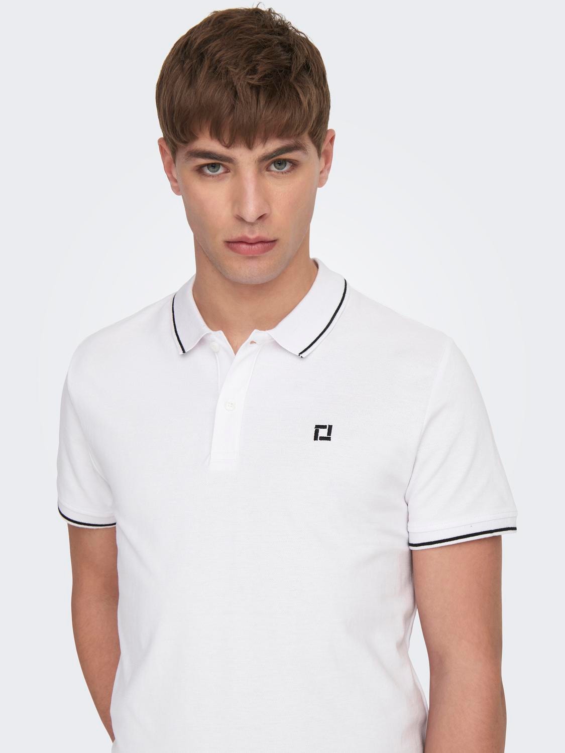 ONLY & SONS Regular Fit Polo Poloskjorte -Bright White - 22024827
