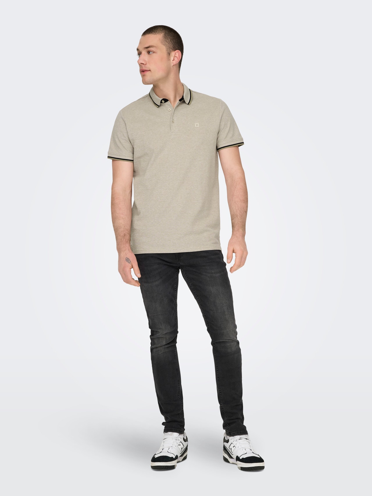 ONLY & SONS Regular Fit Polo Poloskjorte -Chinchilla - 22024827